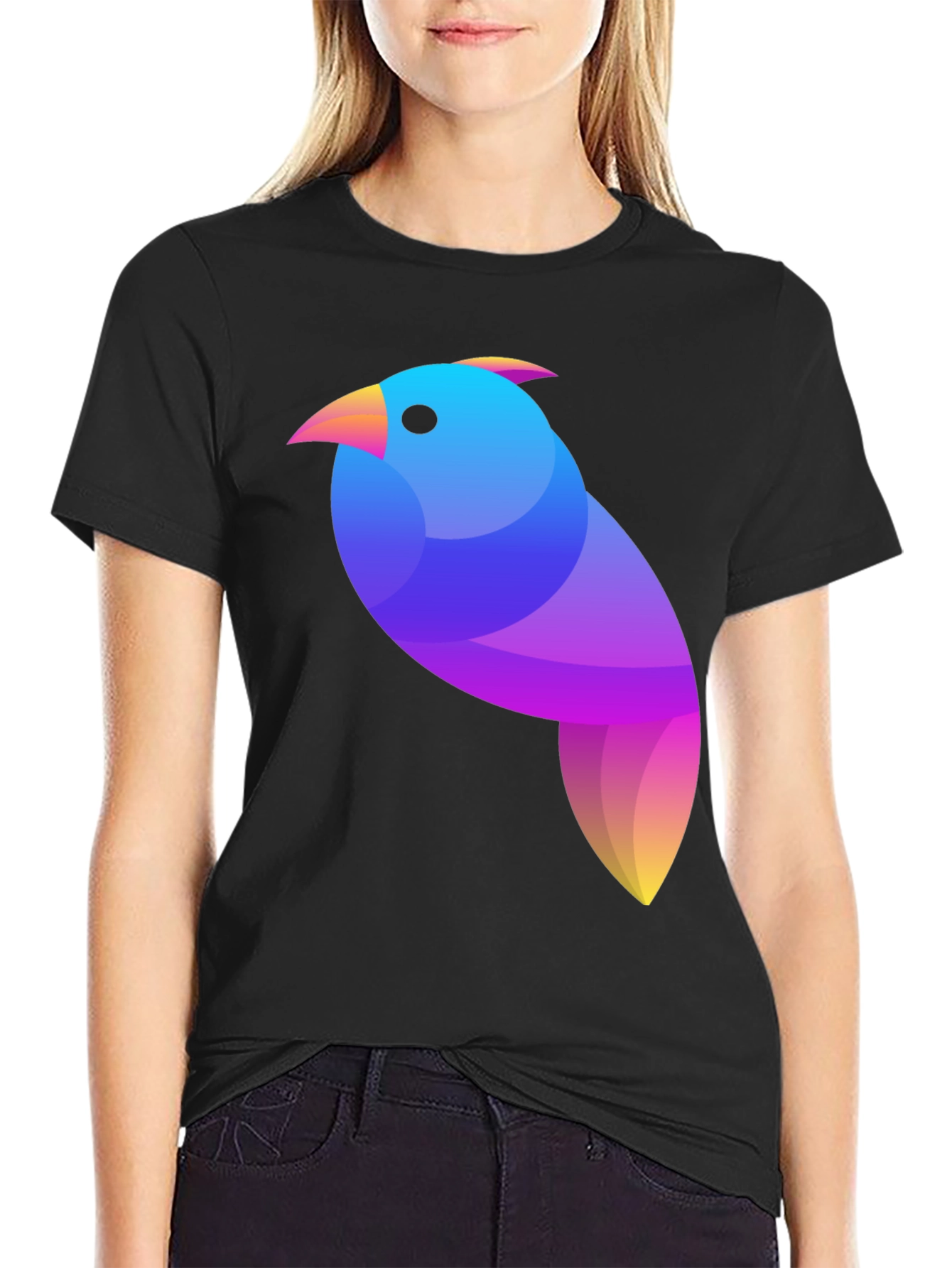 Geometric Bird Graphic Tee - Modern Art Shirt