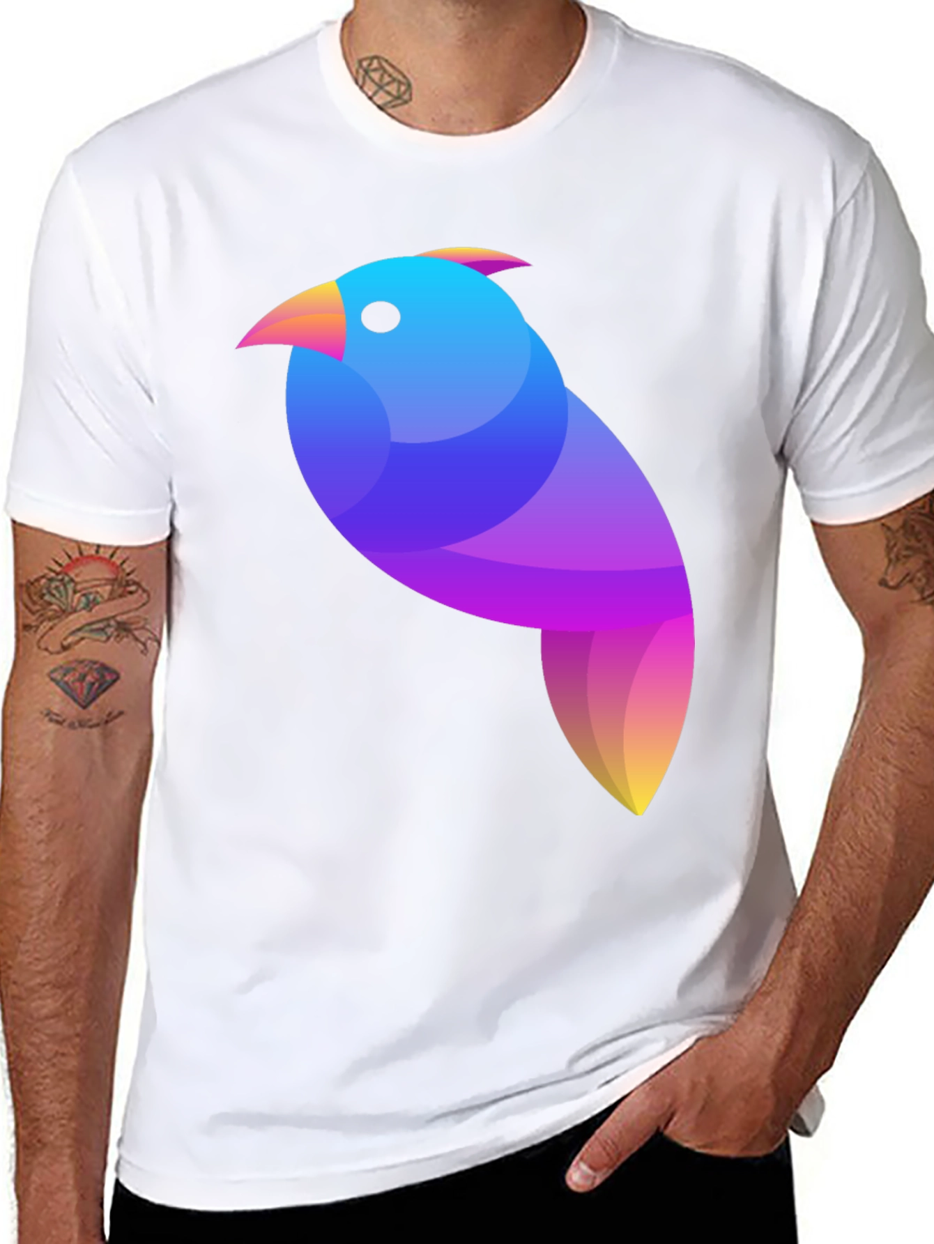 Geometric Bird Graphic Tee - Modern Art Shirt