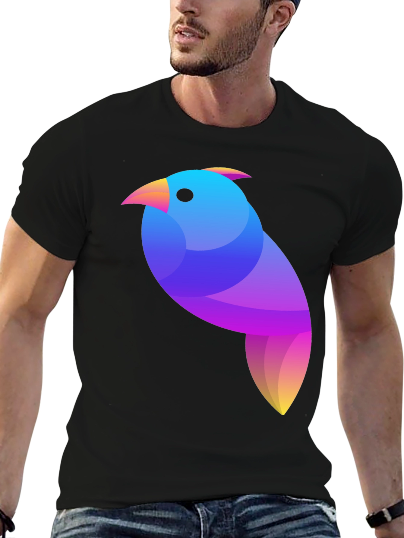 Geometric Bird Graphic Tee - Modern Art Shirt