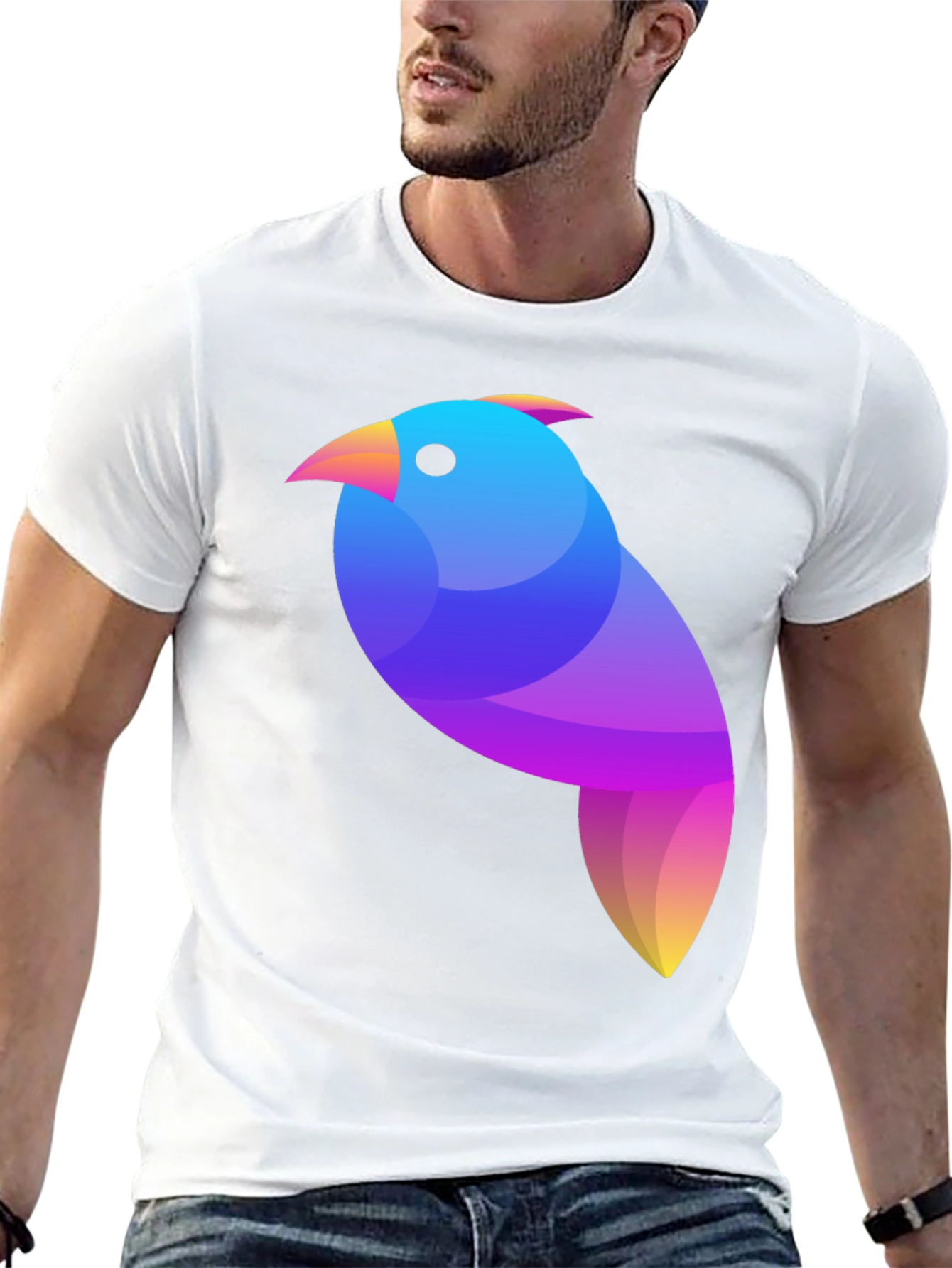 Geometric Bird Graphic Tee - Modern Art Shirt