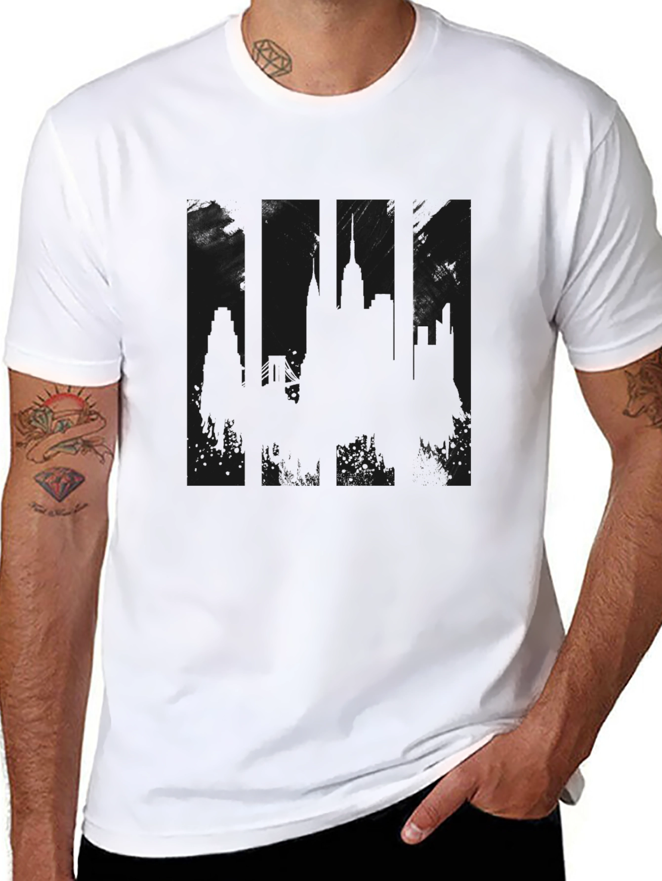 Mens Solid Black Casual T-Shirt