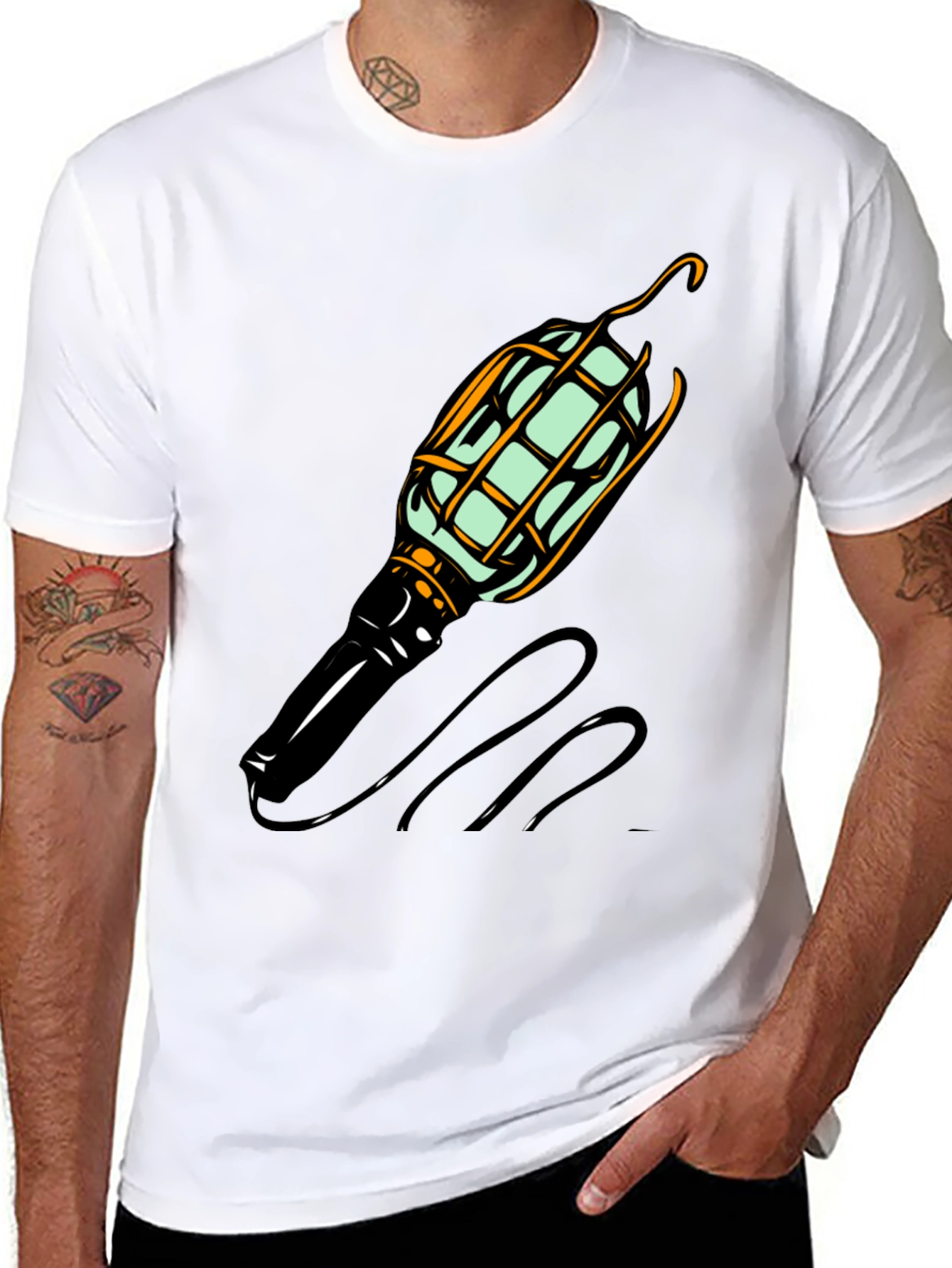 Novelty Lightbulb Graphic Tee - Black Cotton Blend Shirt
