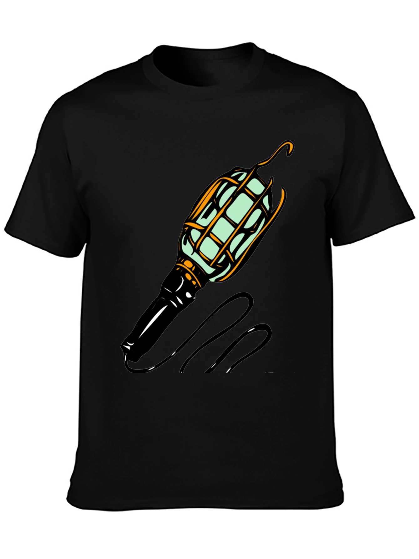 Novelty Lightbulb Graphic Tee - Black Cotton Blend Shirt