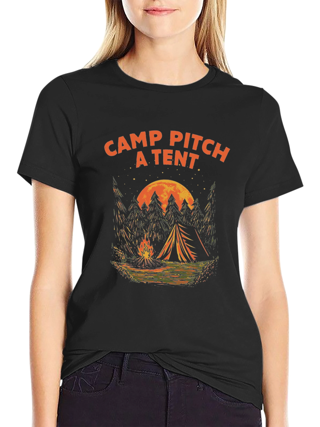 Camp Pitch a Tent T-Shirt Camping Adventure Tee