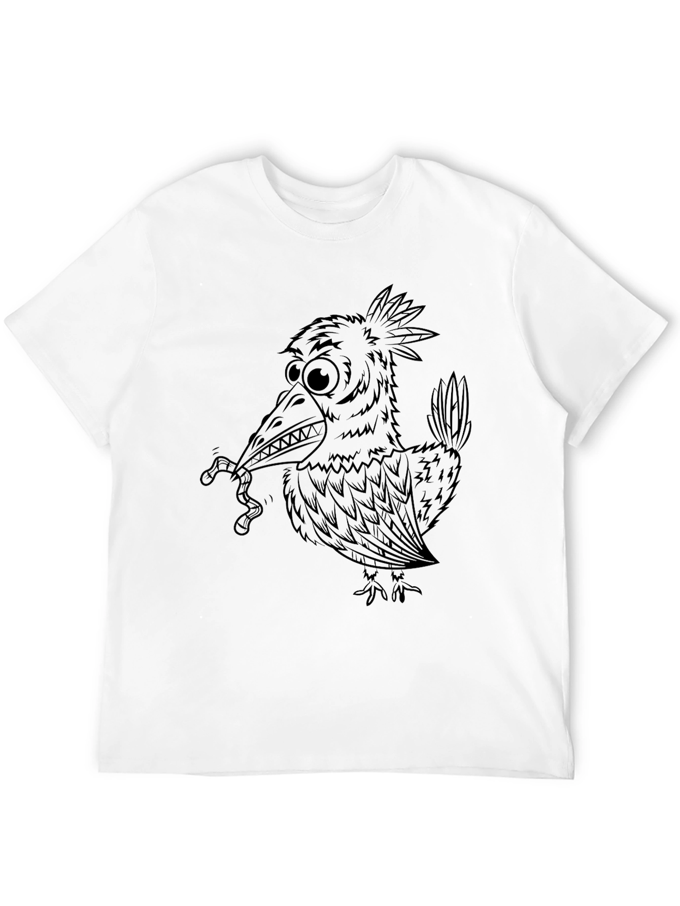 Cartoon Crow Graphic Tee - Black Unisex T-Shirt
