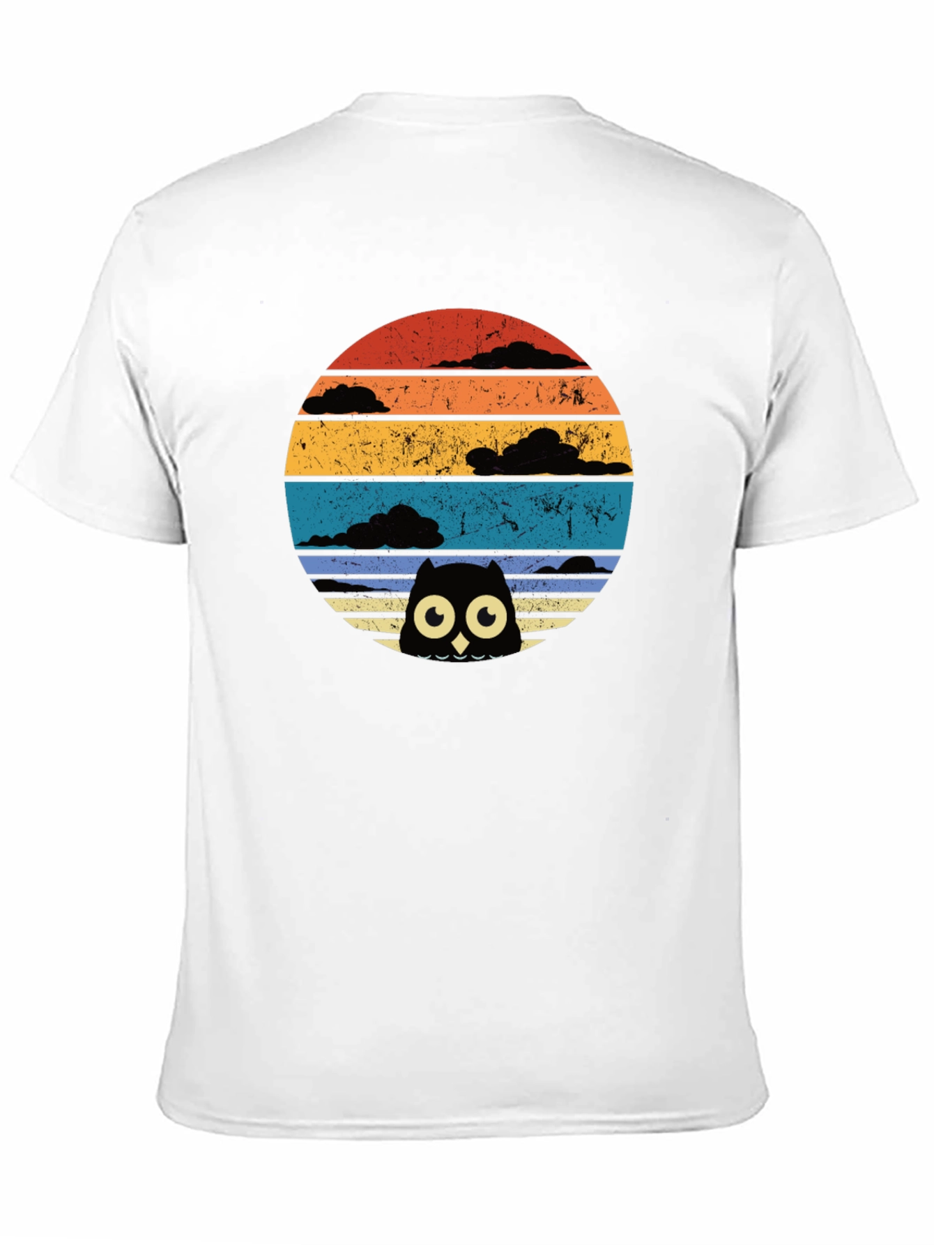 Retro Owl Sunset Graphic Tee - Black