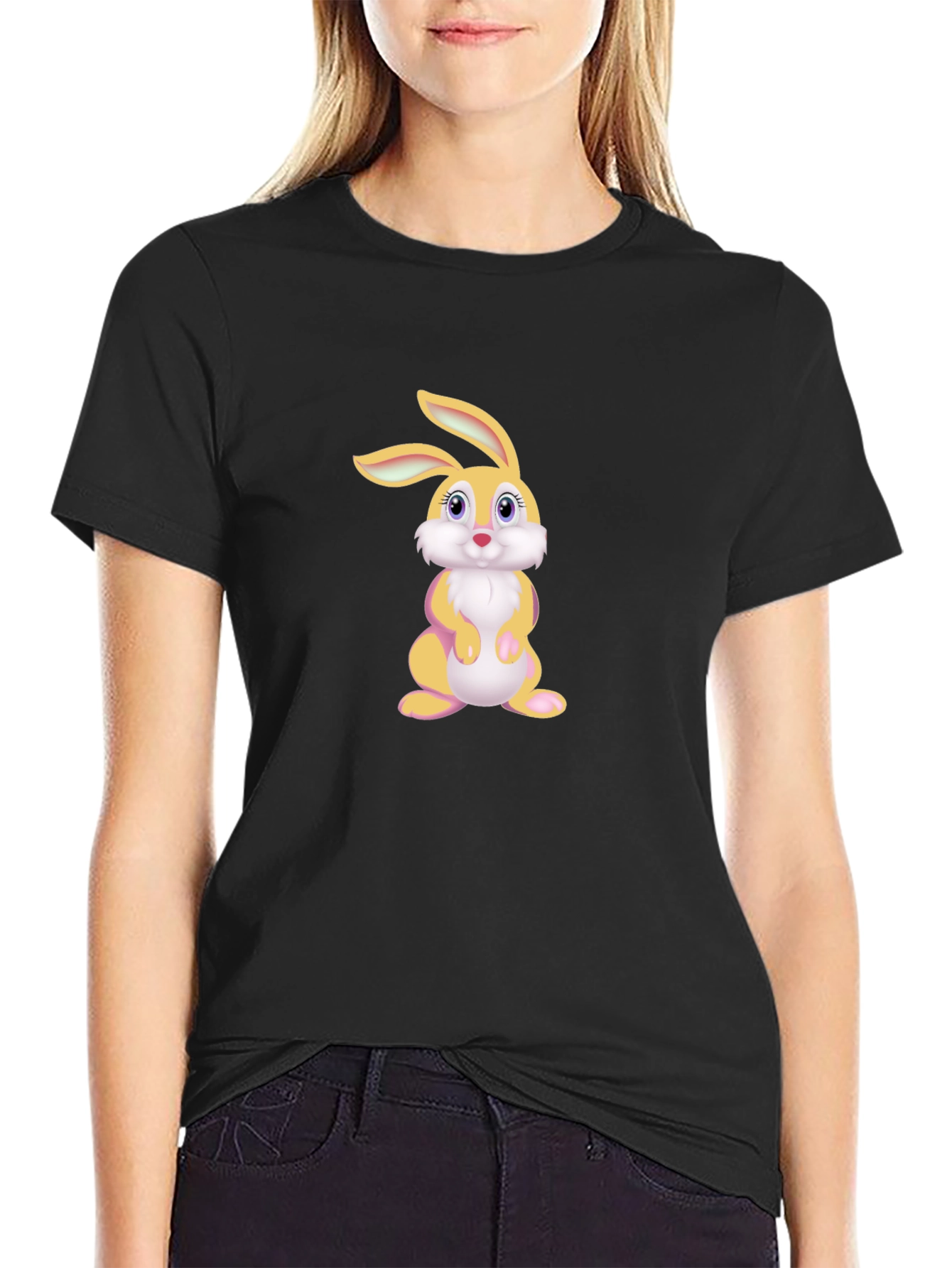 Cute Cartoon Bunny Graphic T-Shirt