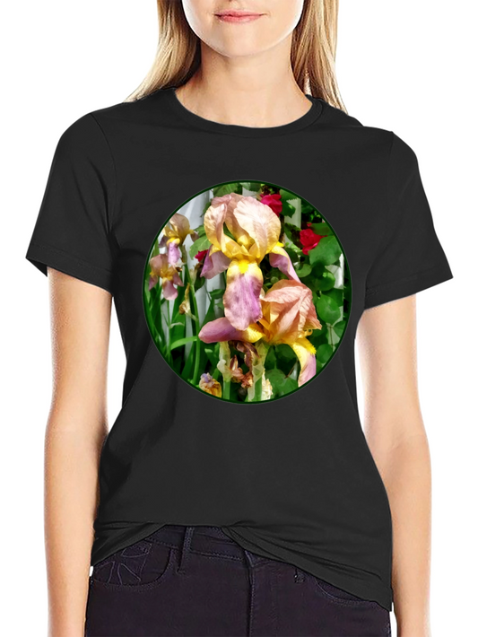 Floral Iris Graphic T-Shirt - Unique Garden Design