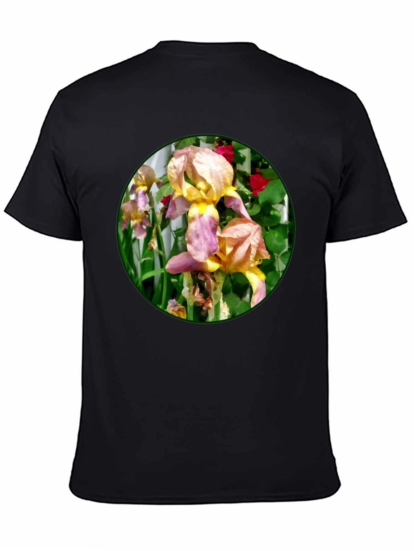 Floral Iris Graphic T-Shirt - Unique Garden Design