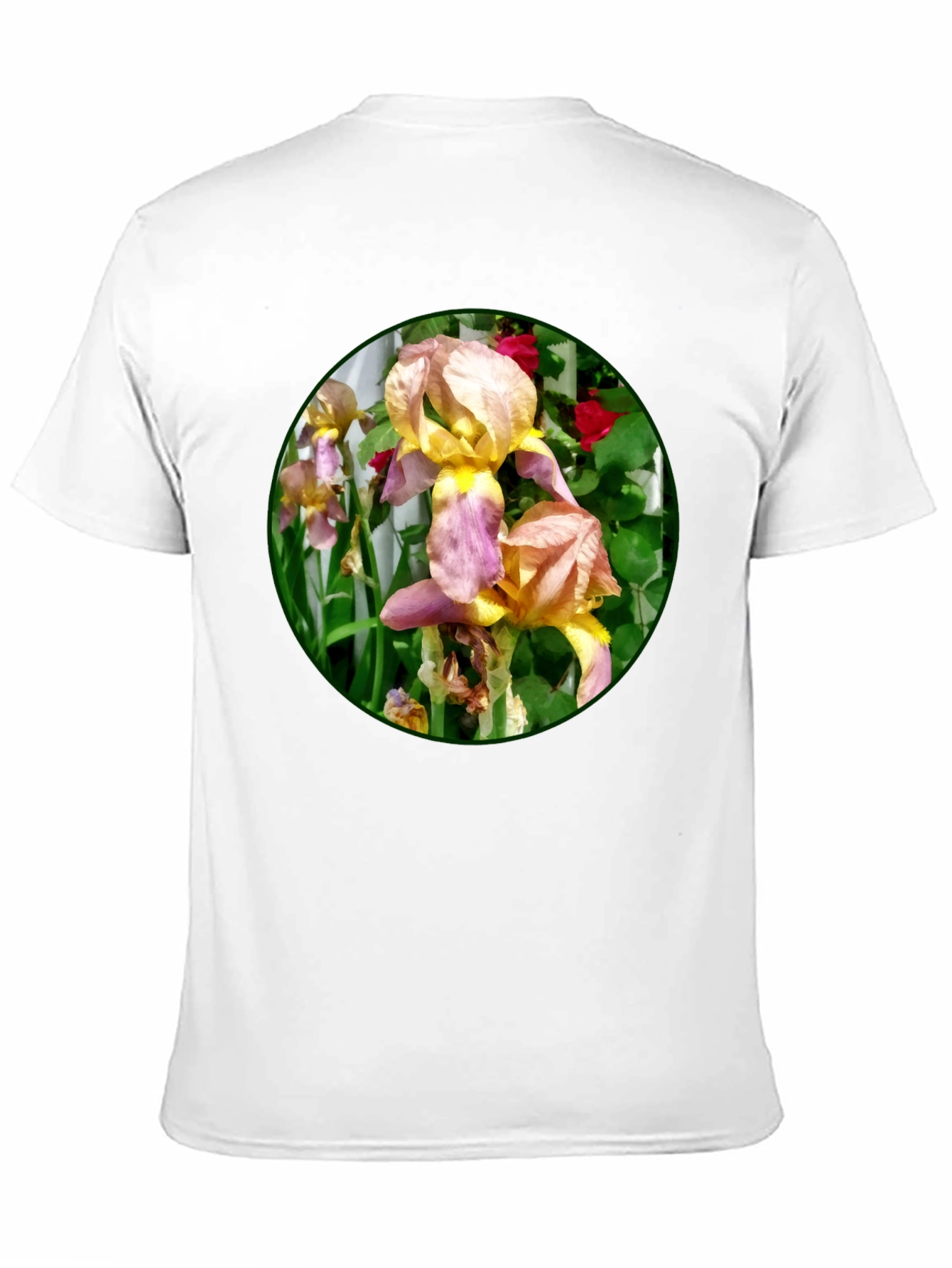 Floral Iris Graphic T-Shirt - Unique Garden Design