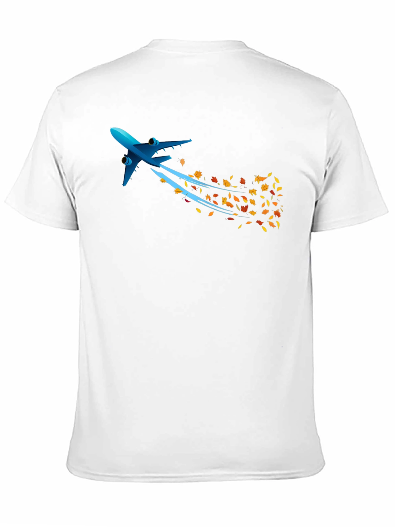 Airplane & Autumn Leaves Graphic Black T-Shirt