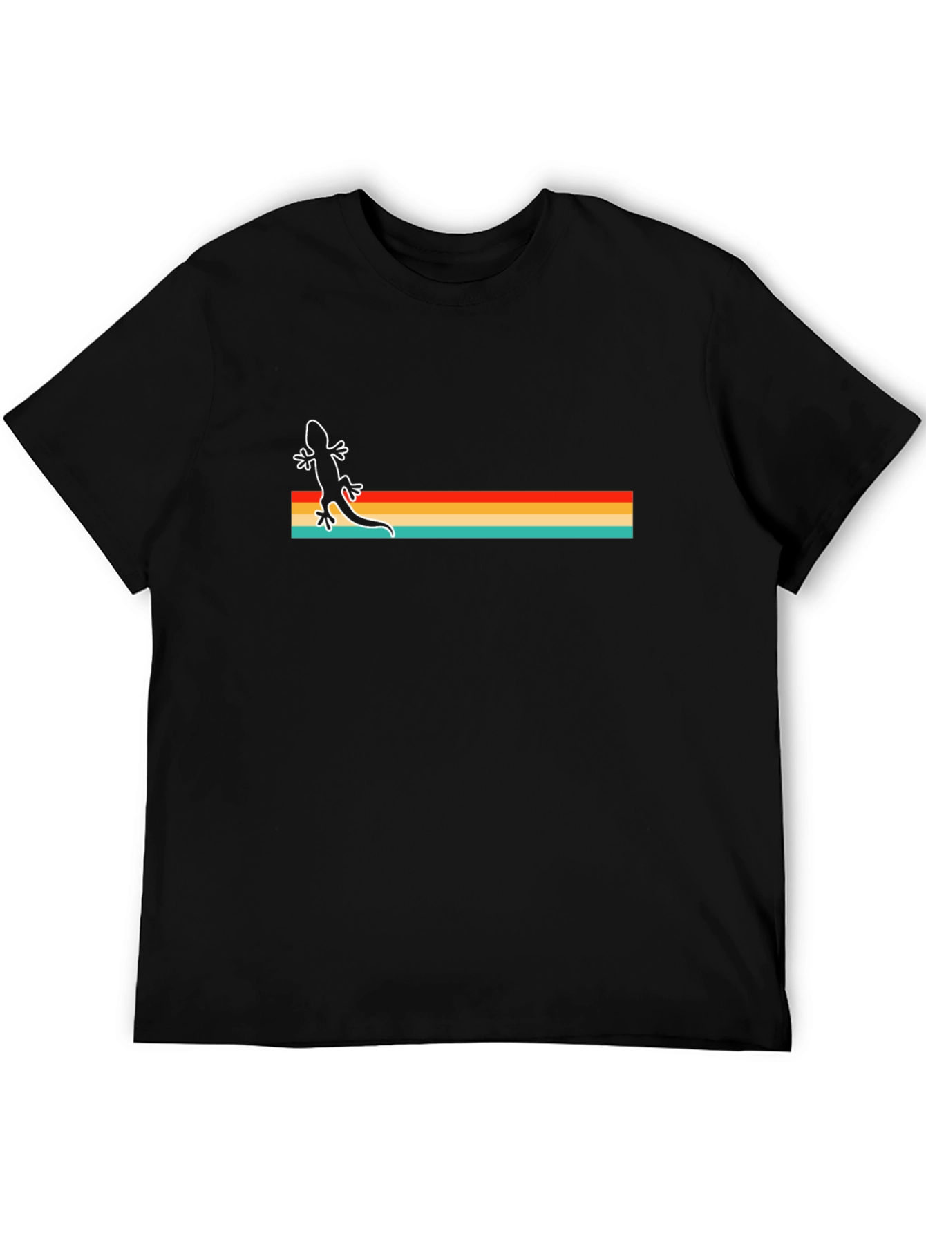 Retro Lizard Striped Graphic T-Shirt