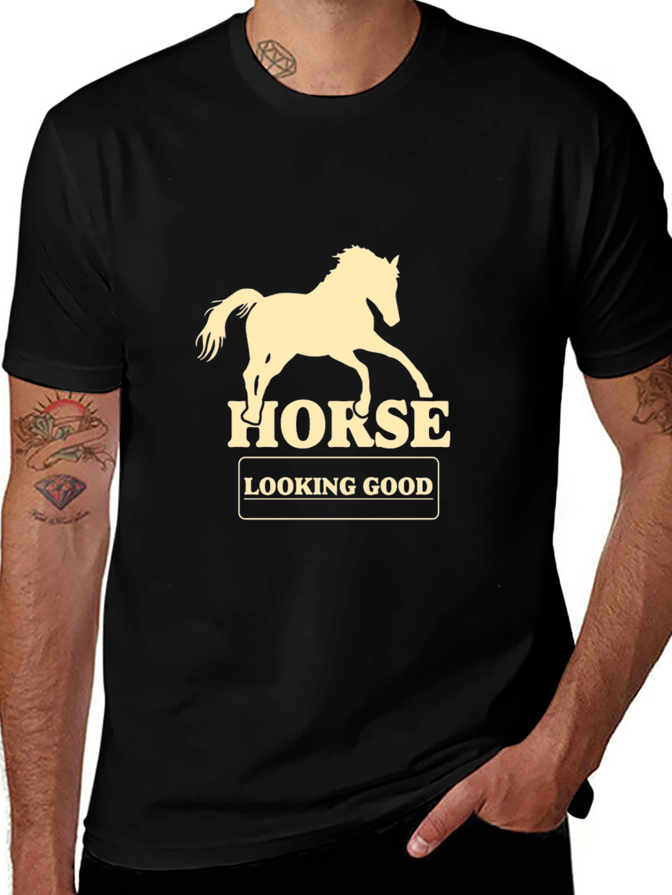 Horse Graphic Mens T-Shirt - Black