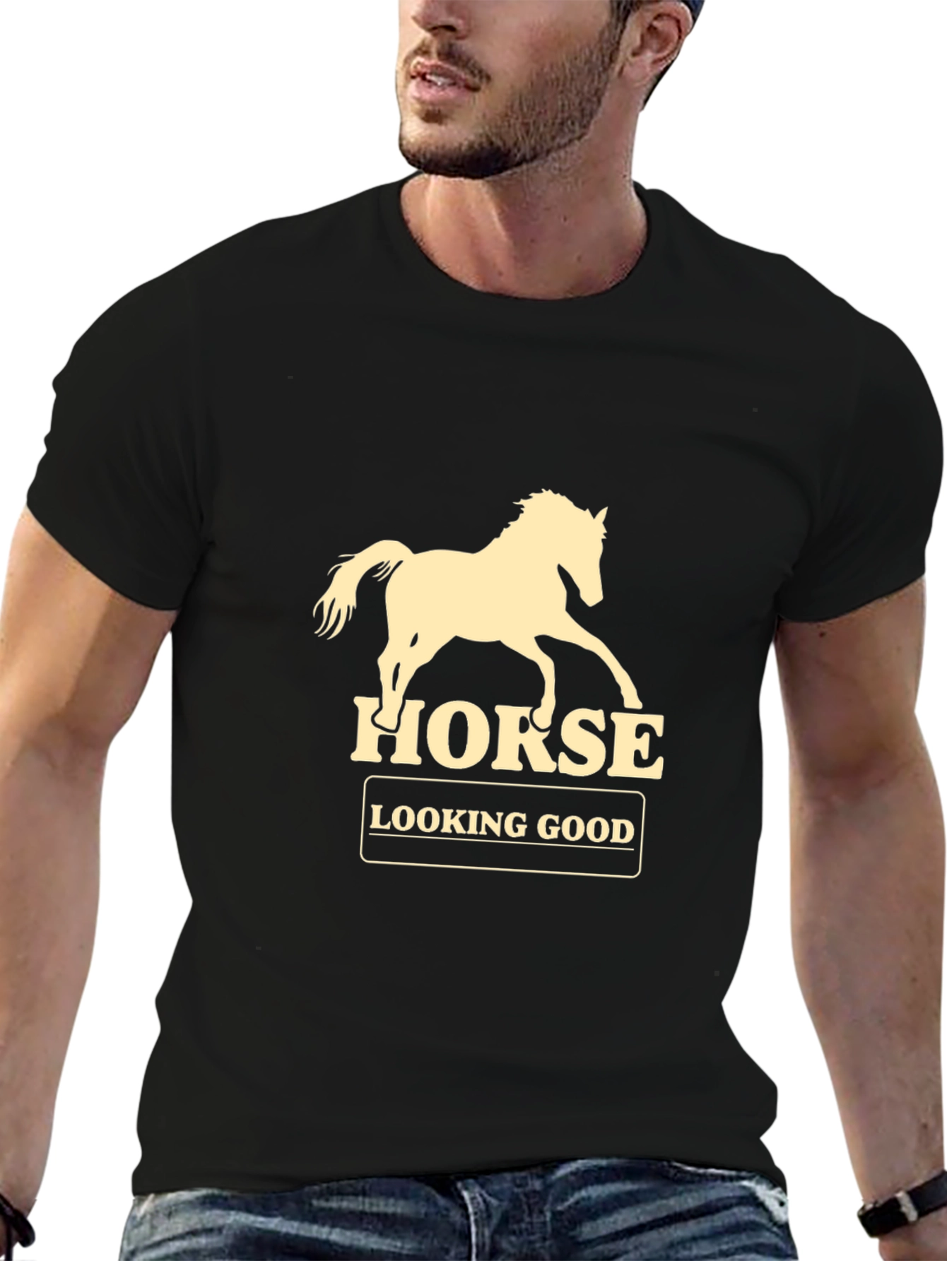 Horse Graphic Mens T-Shirt - Black