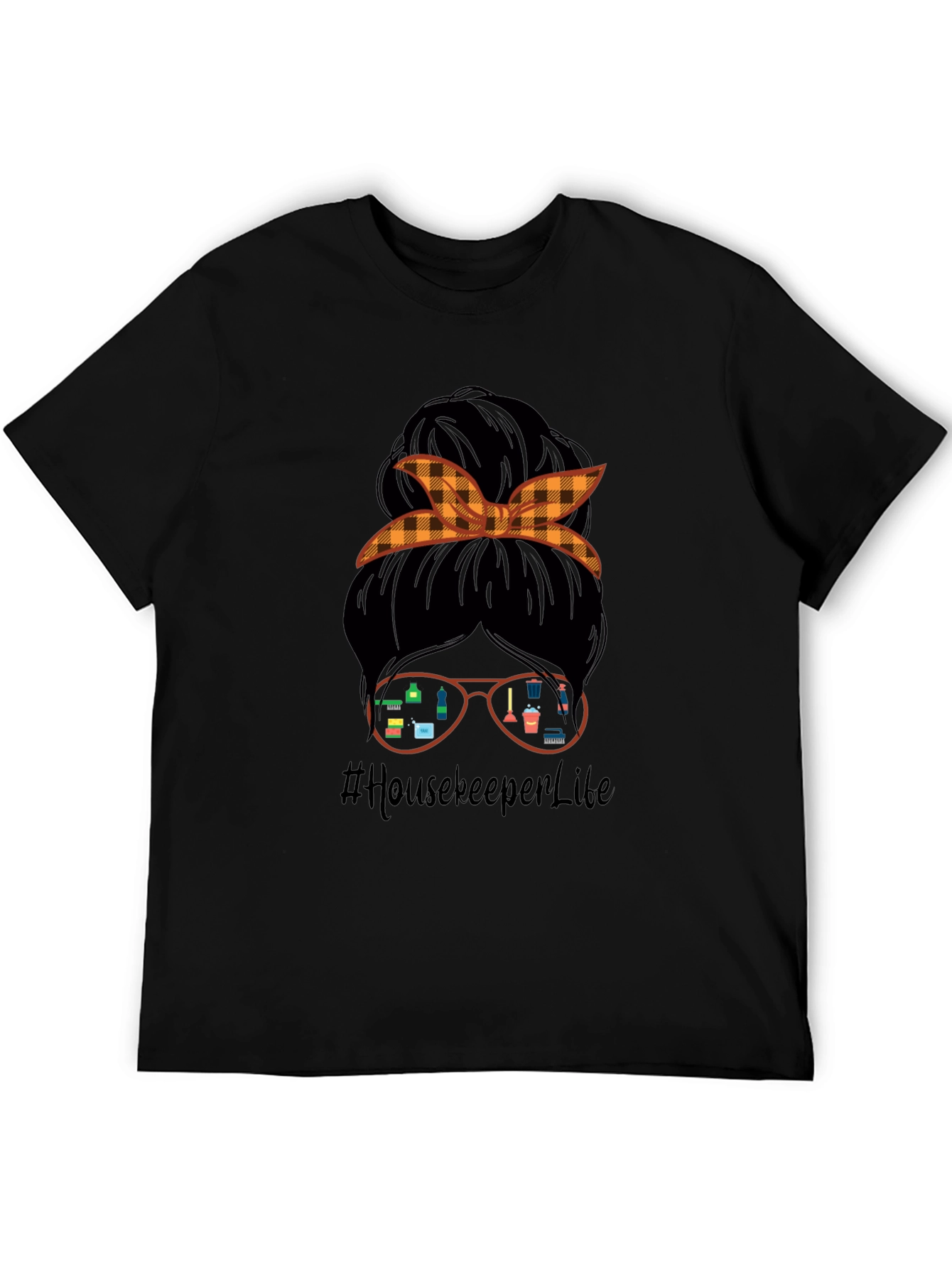 Housekeeper Life T-Shirt Messy Bun Cleaning Crew Tee