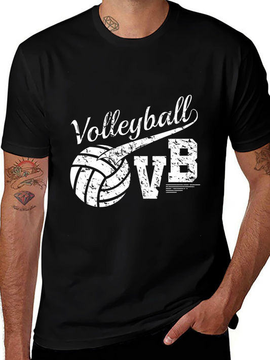 Volleyball VB Graphic T-Shirt - Black Cotton Tee