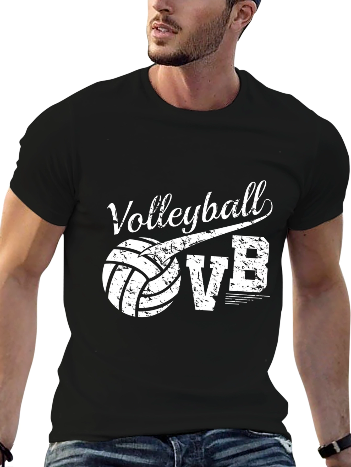 Volleyball VB Graphic T-Shirt - Black Cotton Tee
