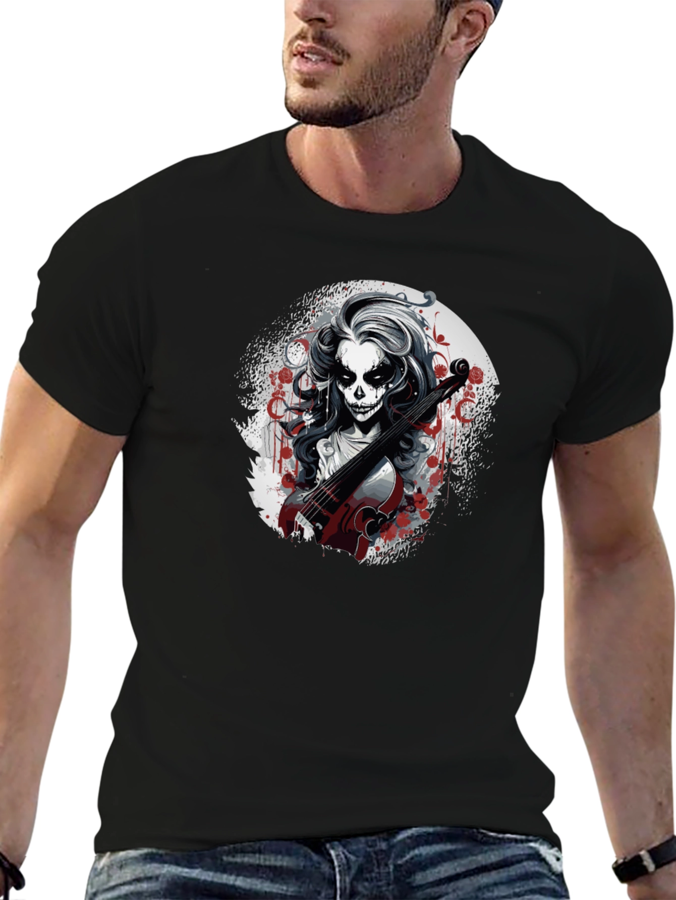 Dia de los Muertos Violinist Graphic T-Shirt