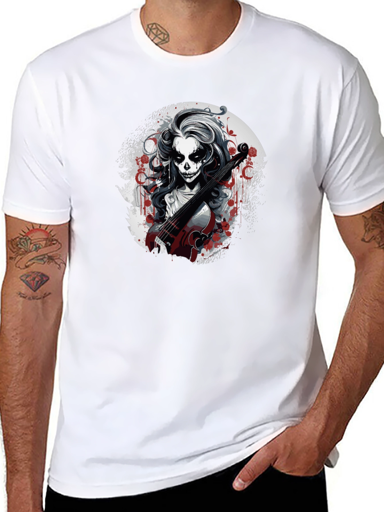 Dia de los Muertos Violinist Graphic T-Shirt