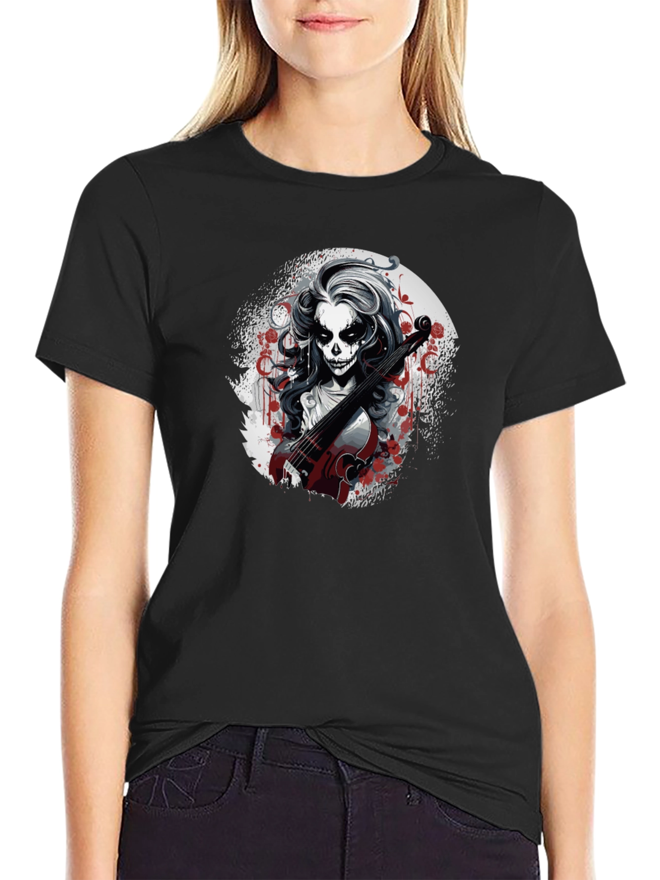 Dia de los Muertos Violinist Graphic T-Shirt