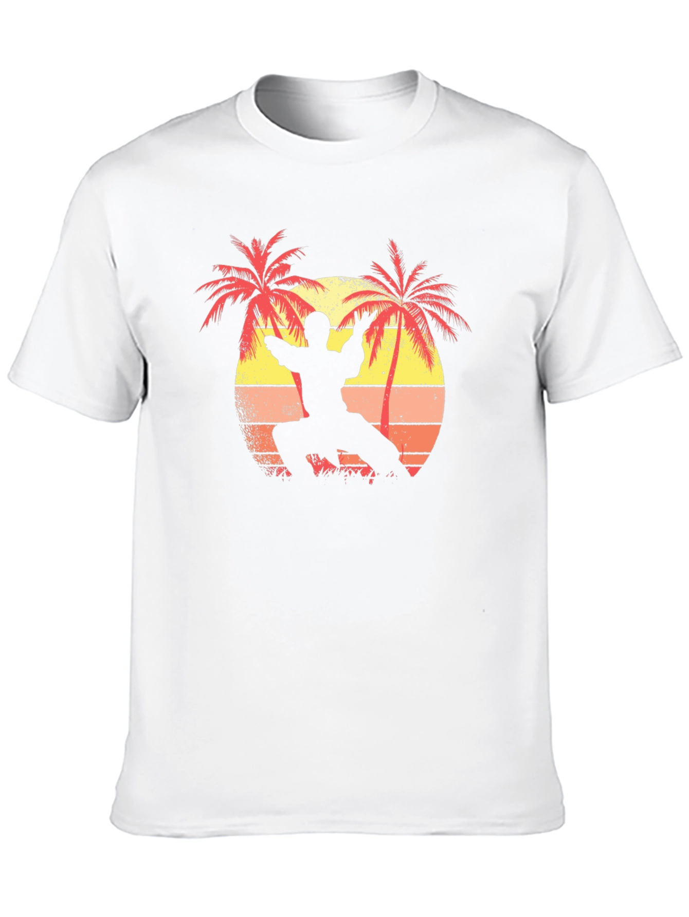 Martial Arts Palm Tree Sunset Black T-Shirt