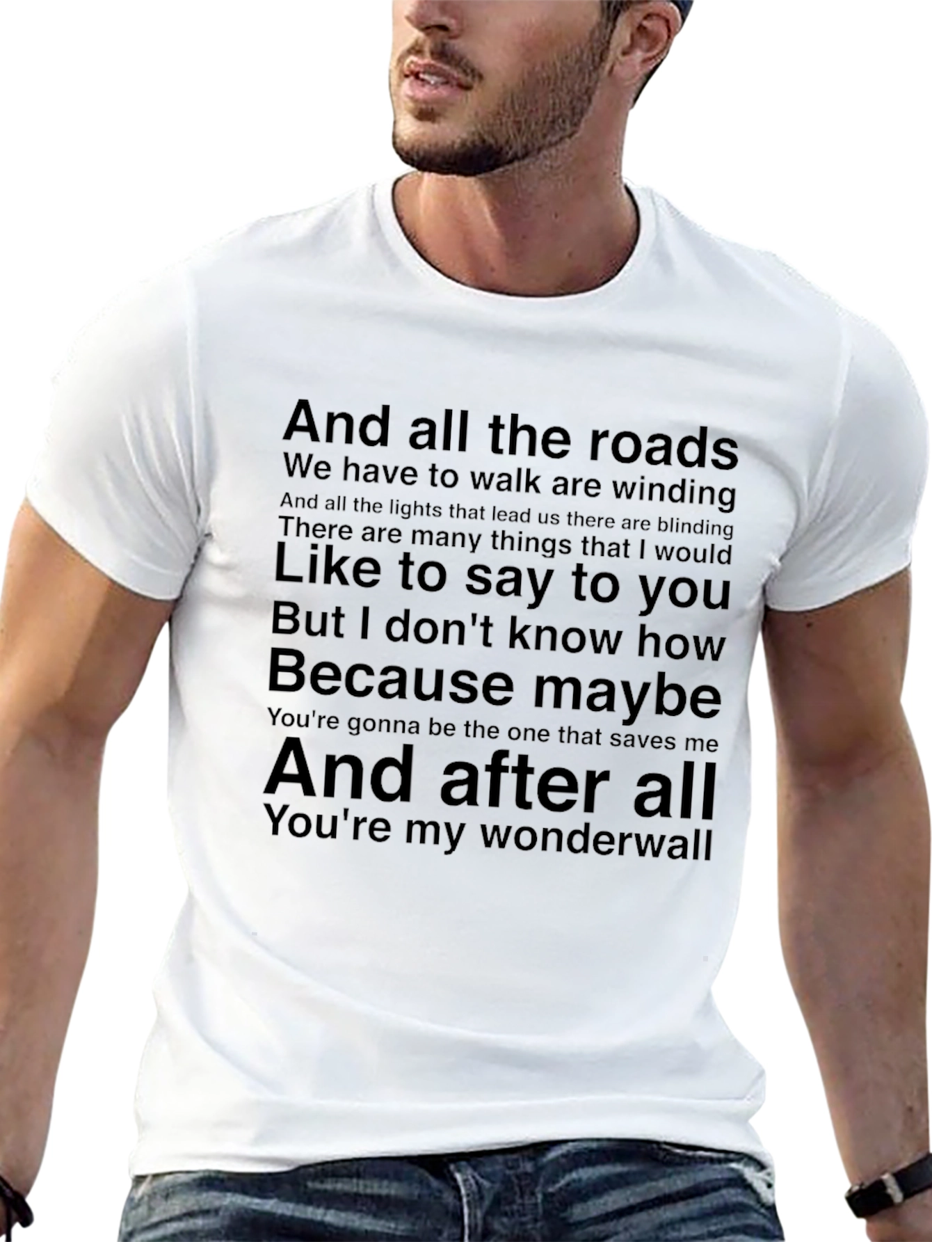 Wonderwall Lyric T-Shirt - Oasis Inspired Band Tee
