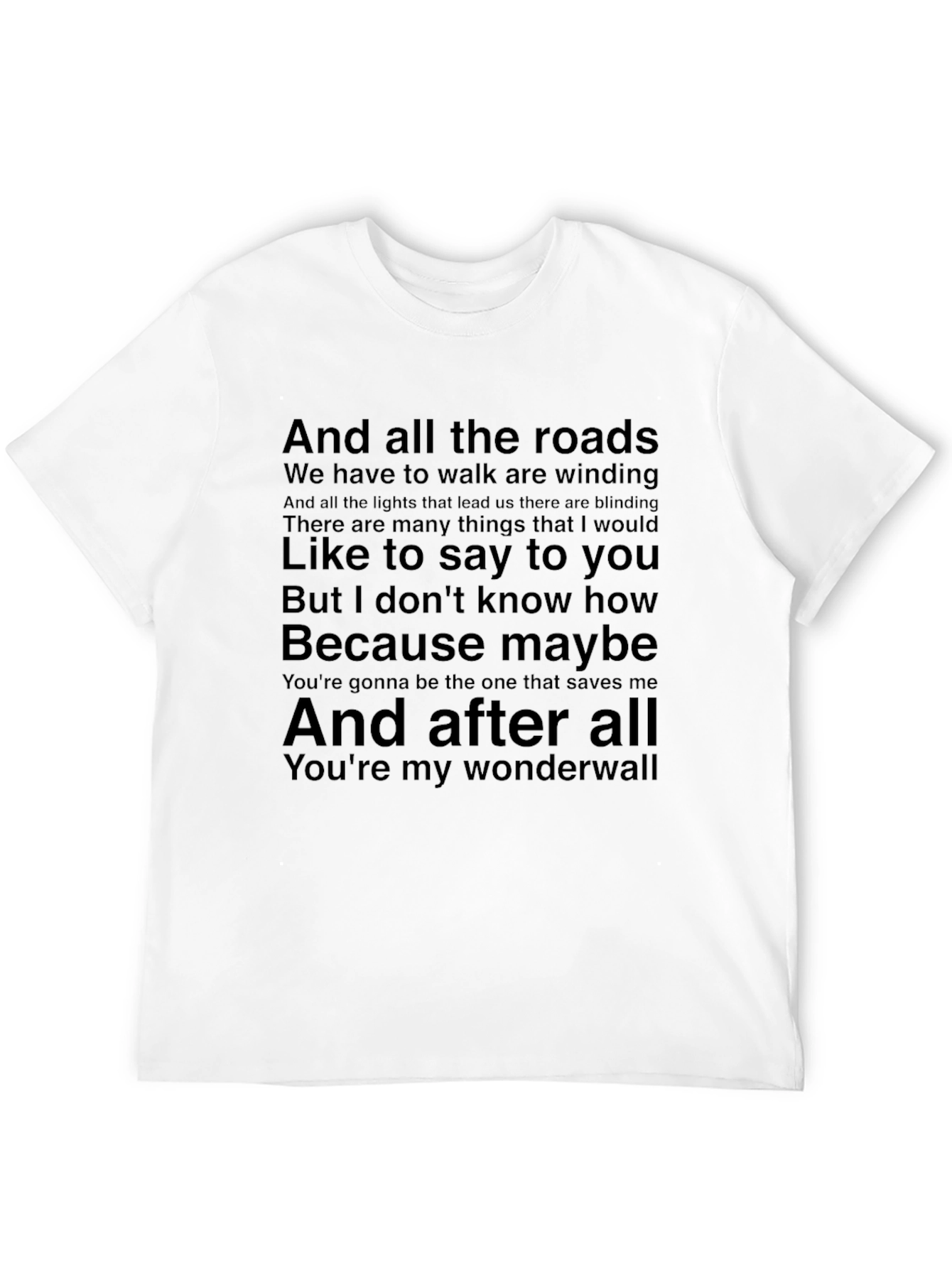 Wonderwall Lyric T-Shirt - Oasis Inspired Band Tee