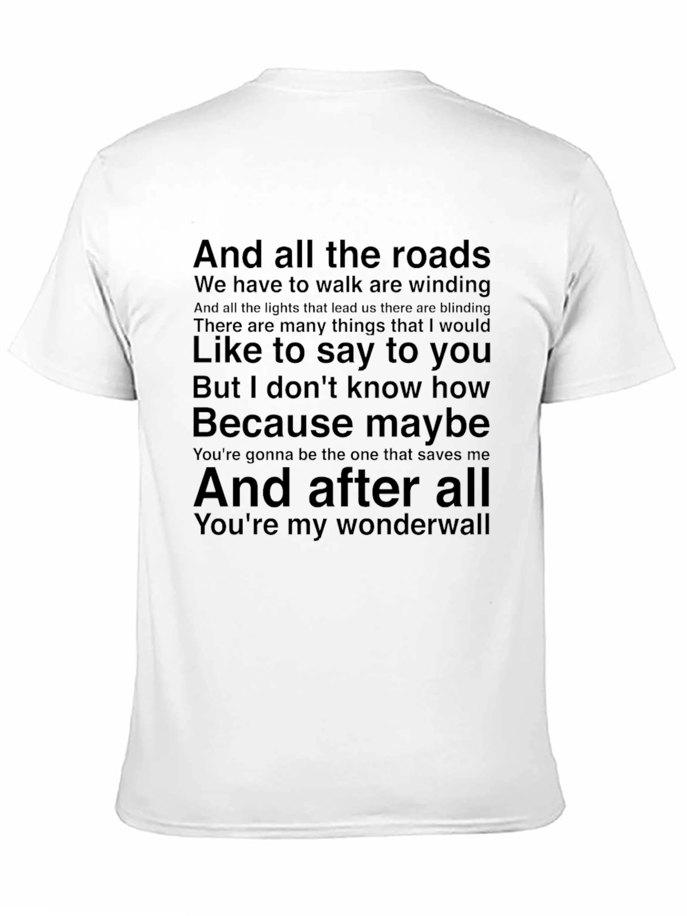 Wonderwall Lyric T-Shirt - Oasis Inspired Band Tee