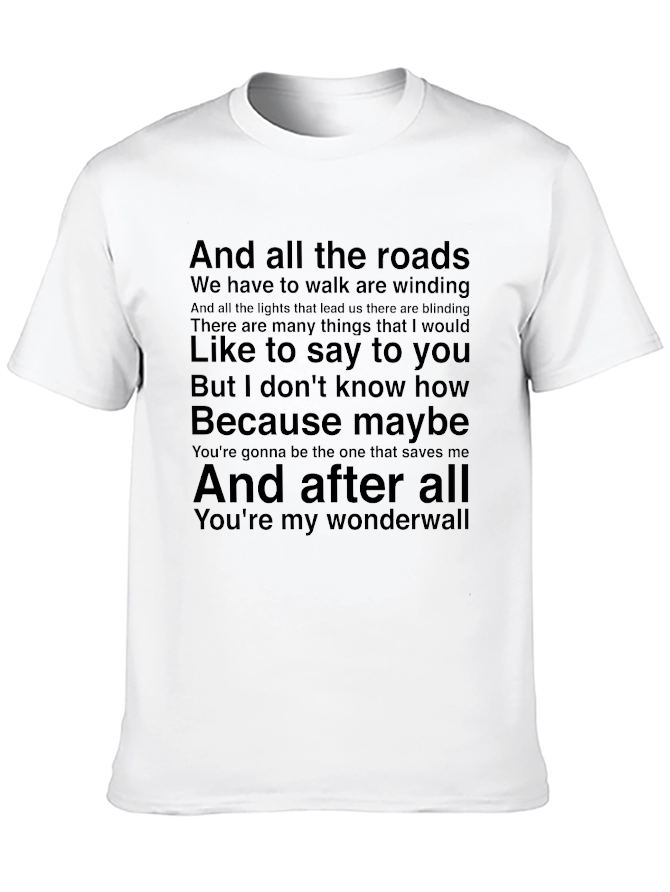 Wonderwall Lyric T-Shirt - Oasis Inspired Band Tee