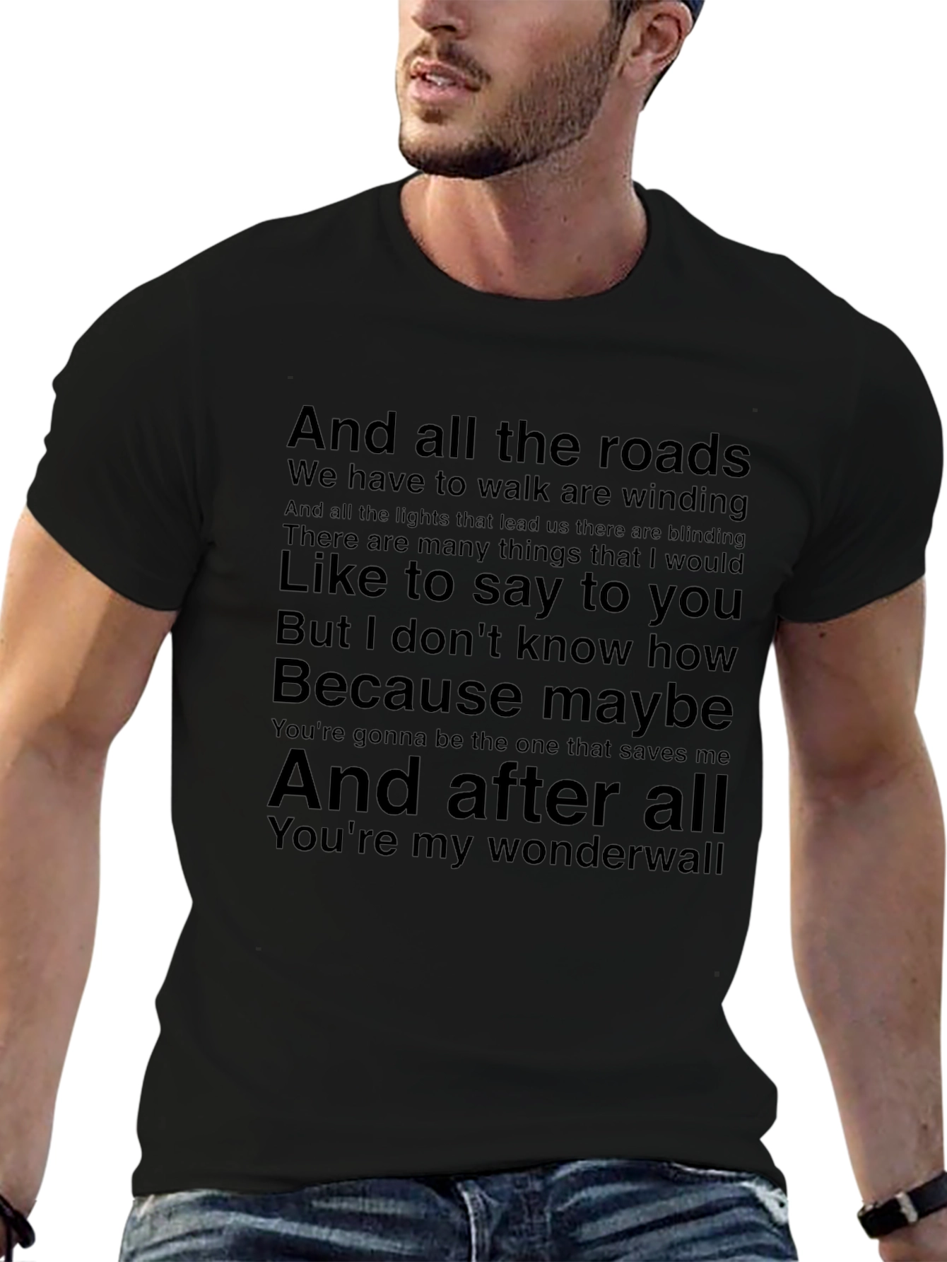 Wonderwall Lyric T-Shirt - Oasis Inspired Band Tee
