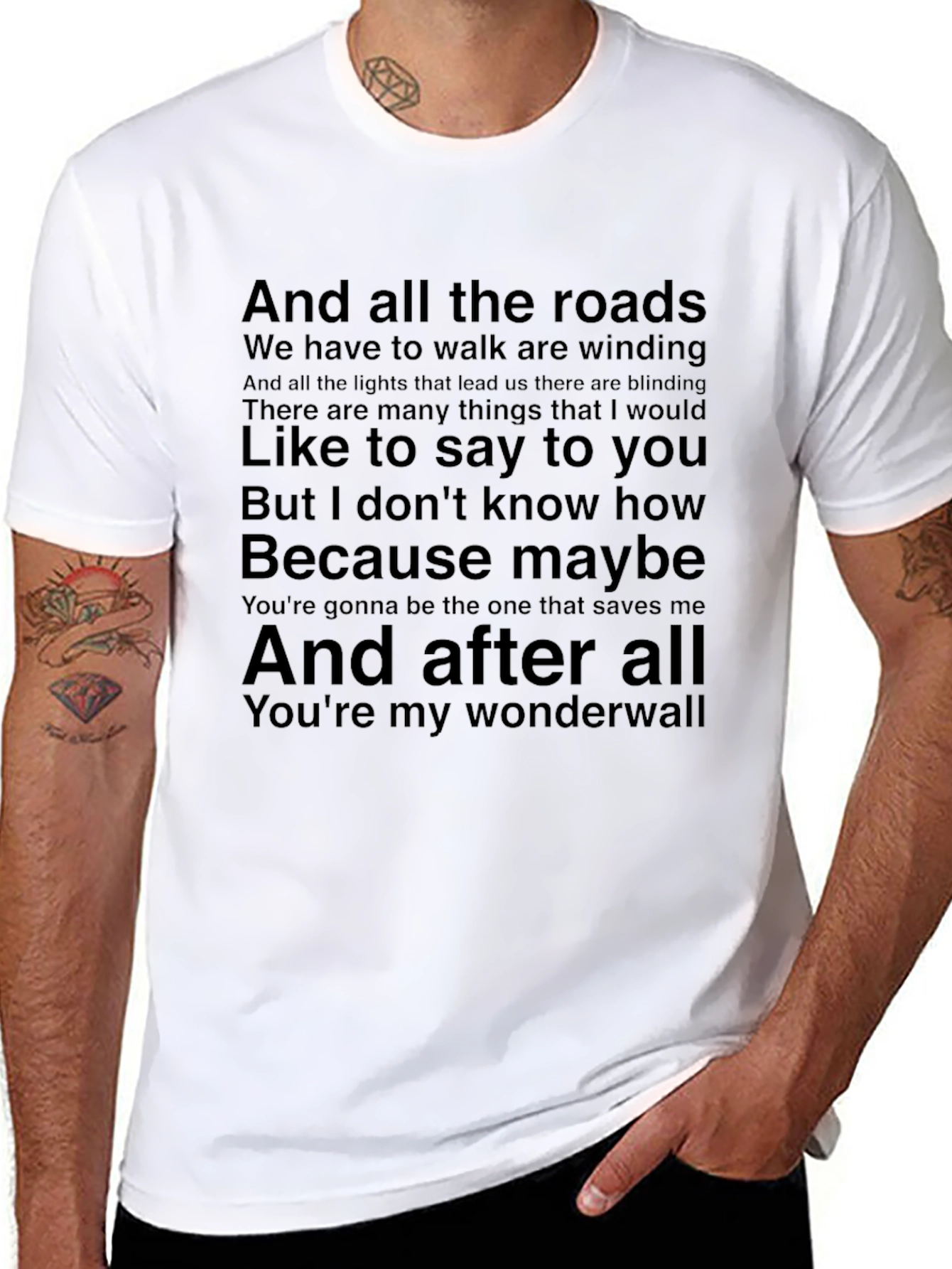 Wonderwall Lyric T-Shirt - Oasis Inspired Band Tee