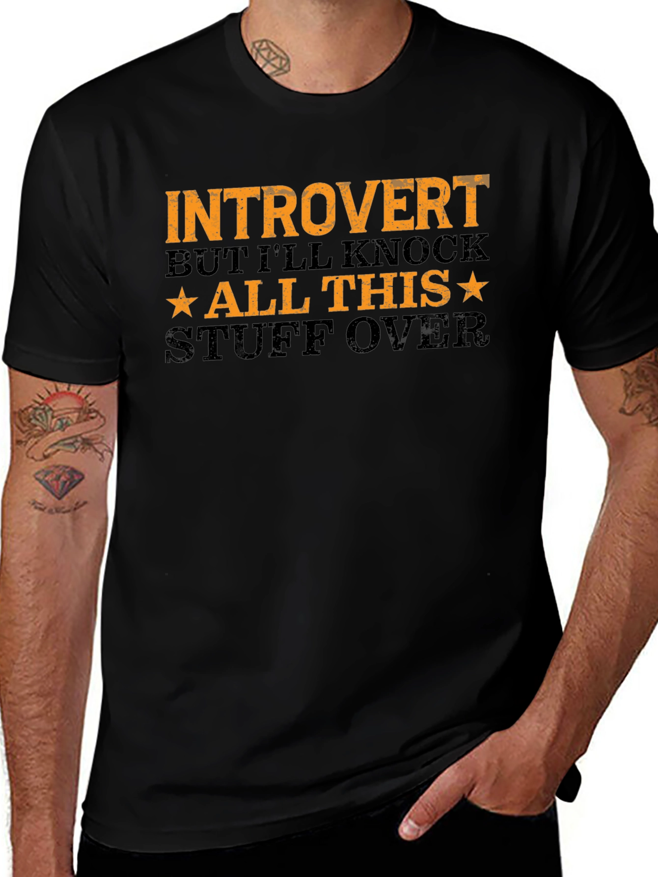 Introvert Graphic Tee - Black Cotton T-Shirt