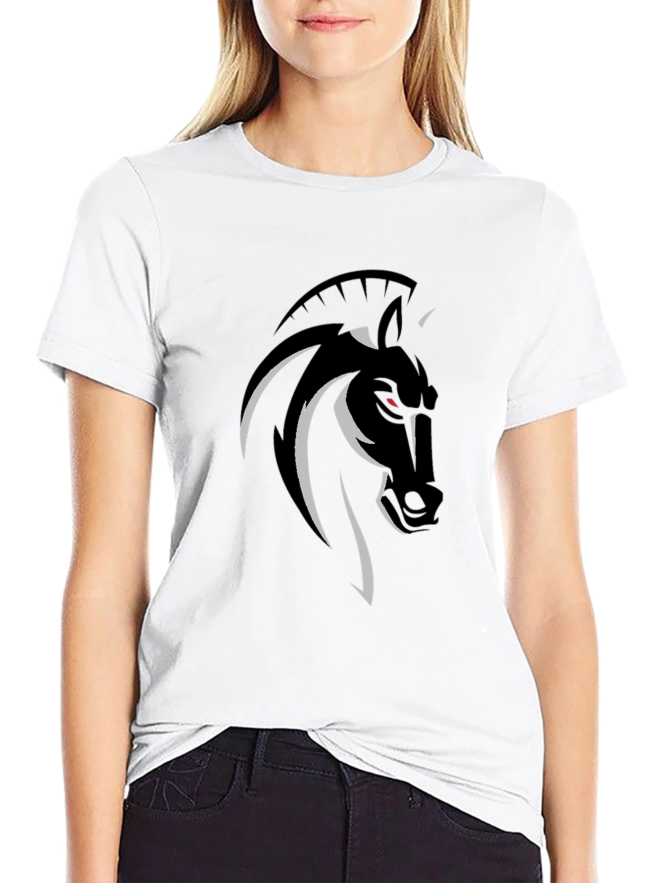 Mens Black T-Shirt with Horse Graphic Tee