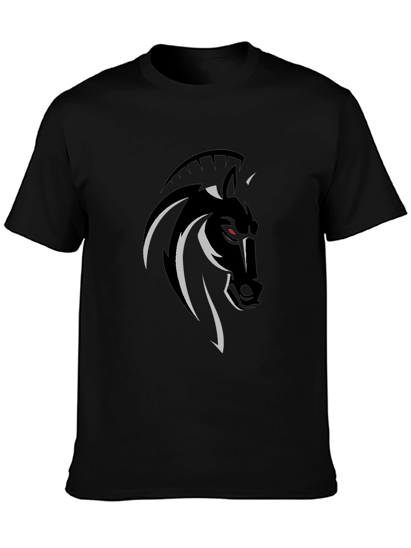 Mens Black T-Shirt with Horse Graphic Tee