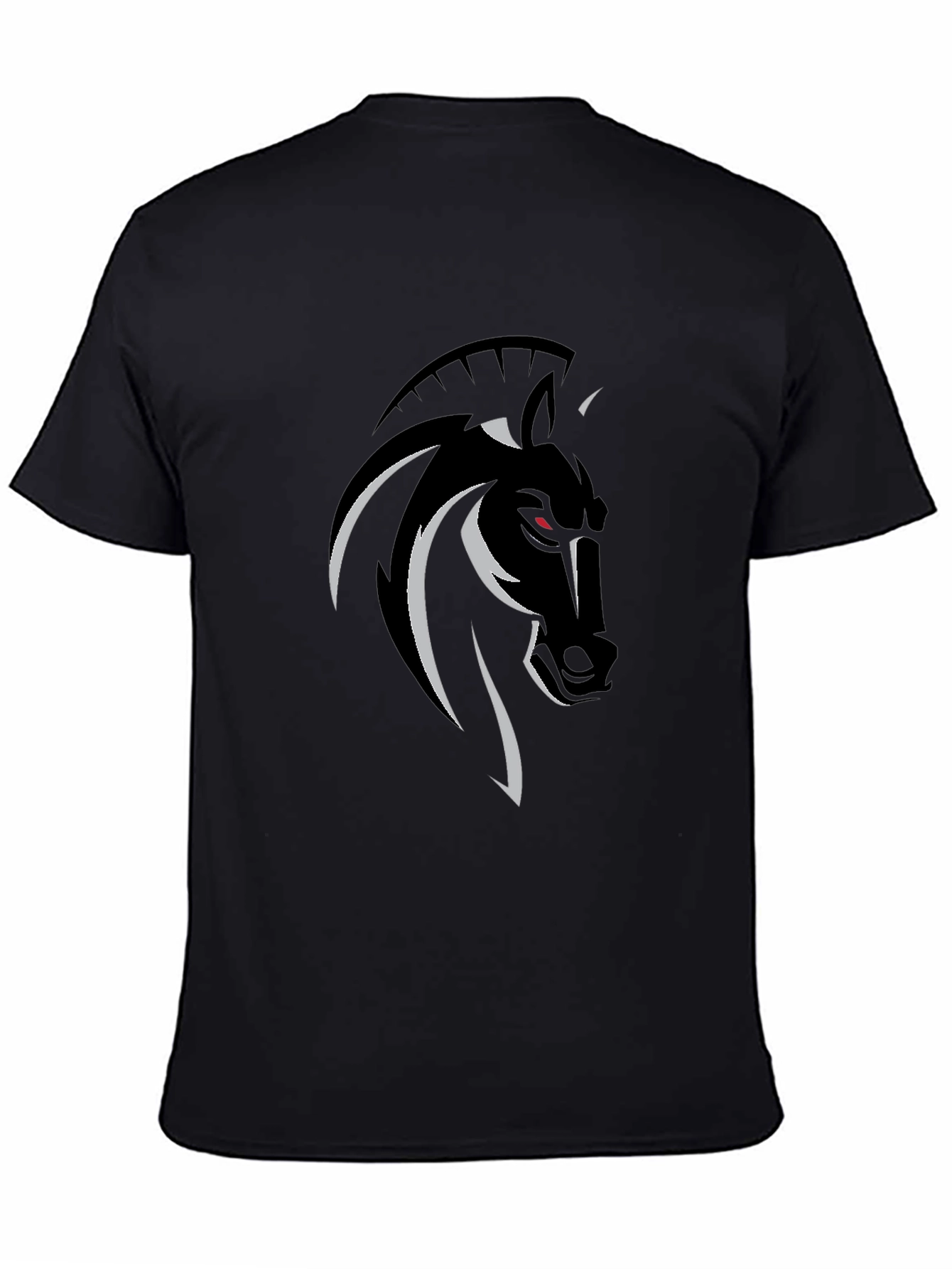 Mens Black T-Shirt with Horse Graphic Tee