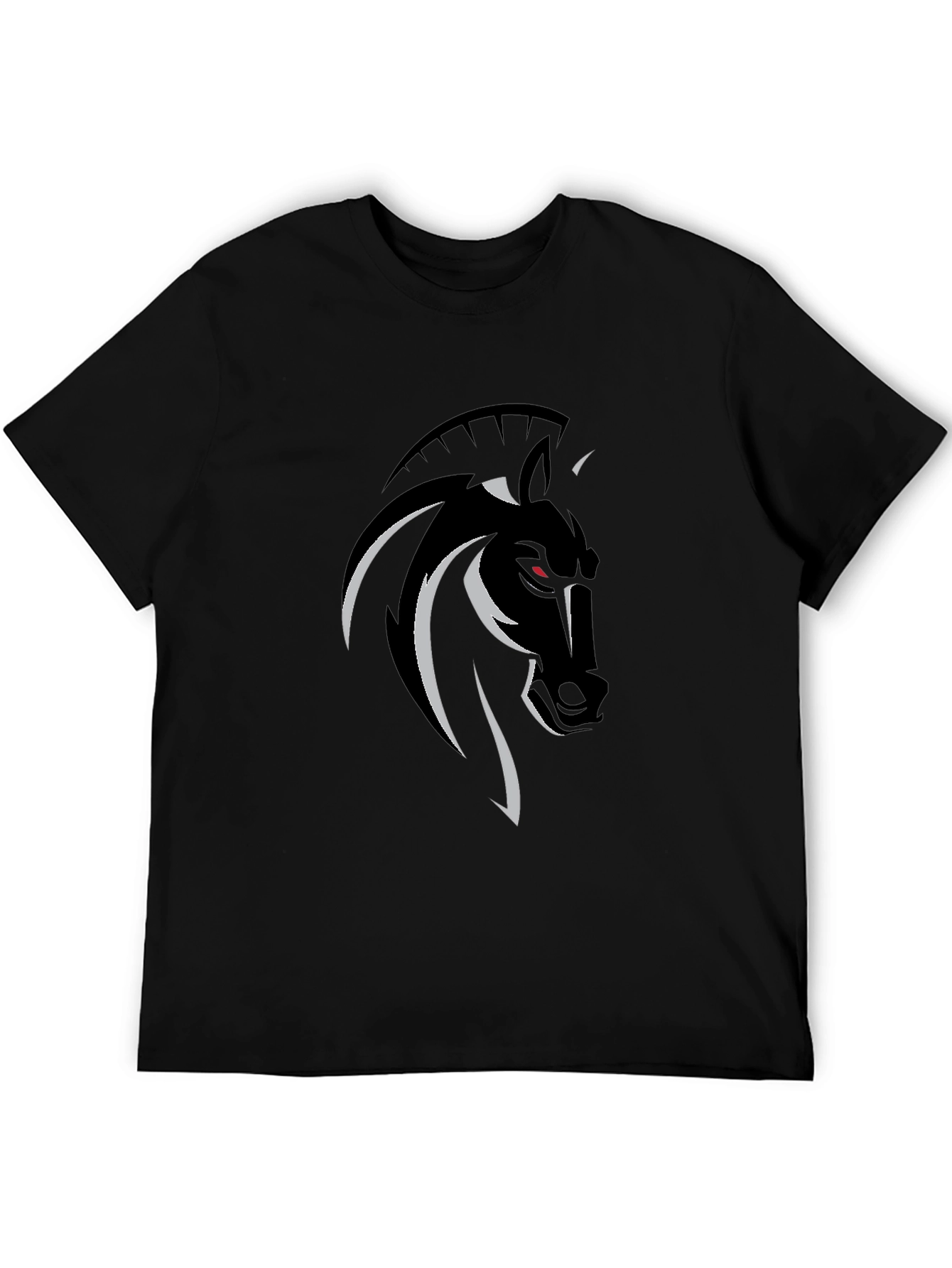 Mens Black T-Shirt with Horse Graphic Tee