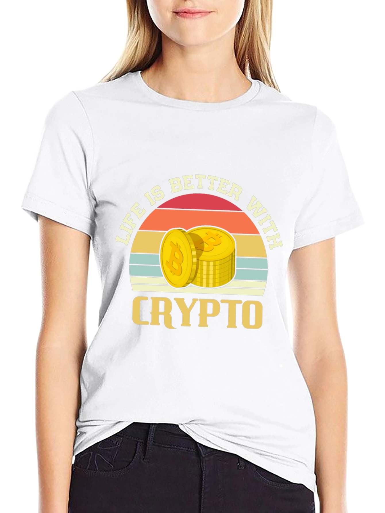 Life is Better With Crypto T-Shirt - Bitcoin Design