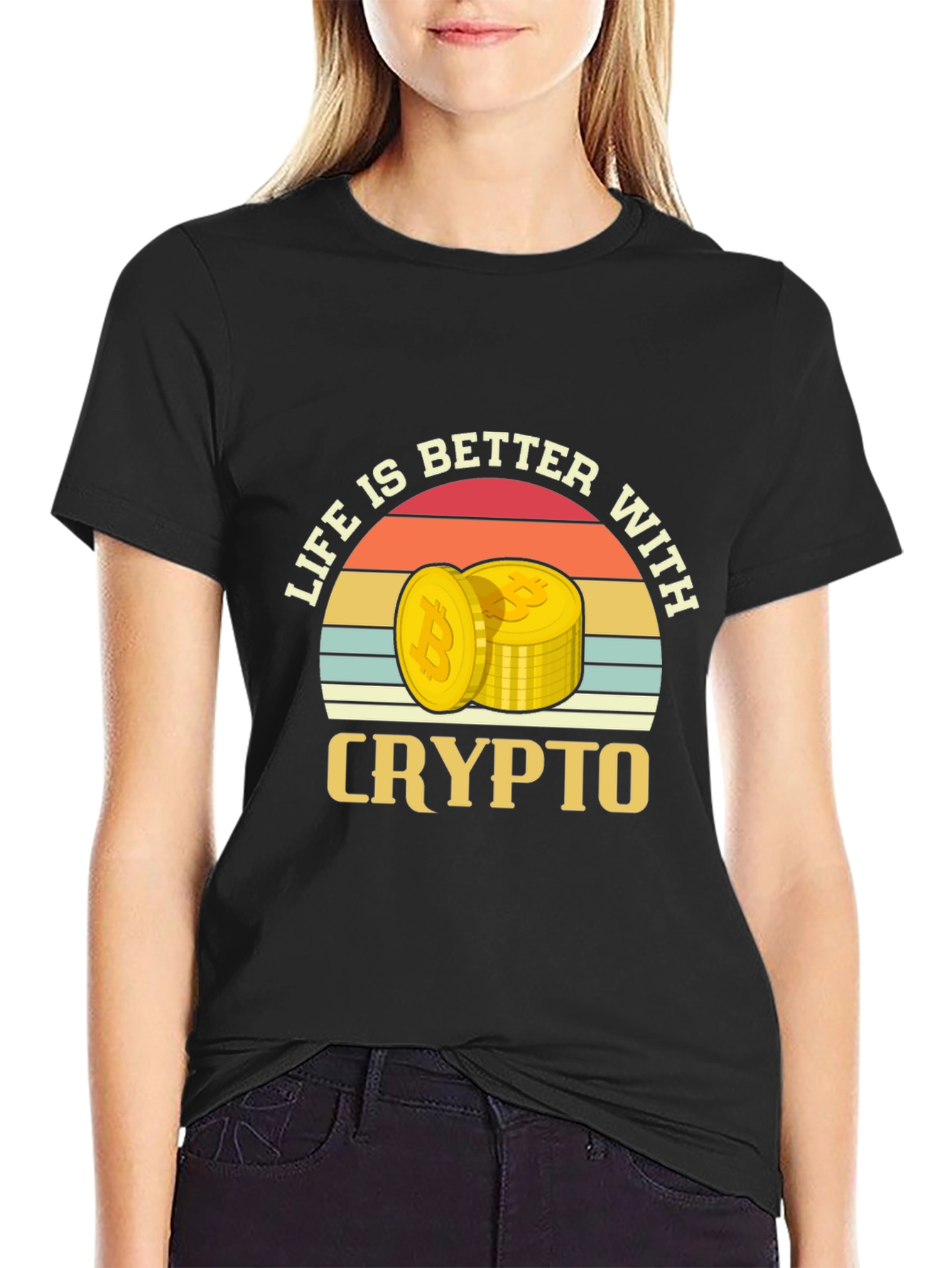 Life is Better With Crypto T-Shirt - Bitcoin Design