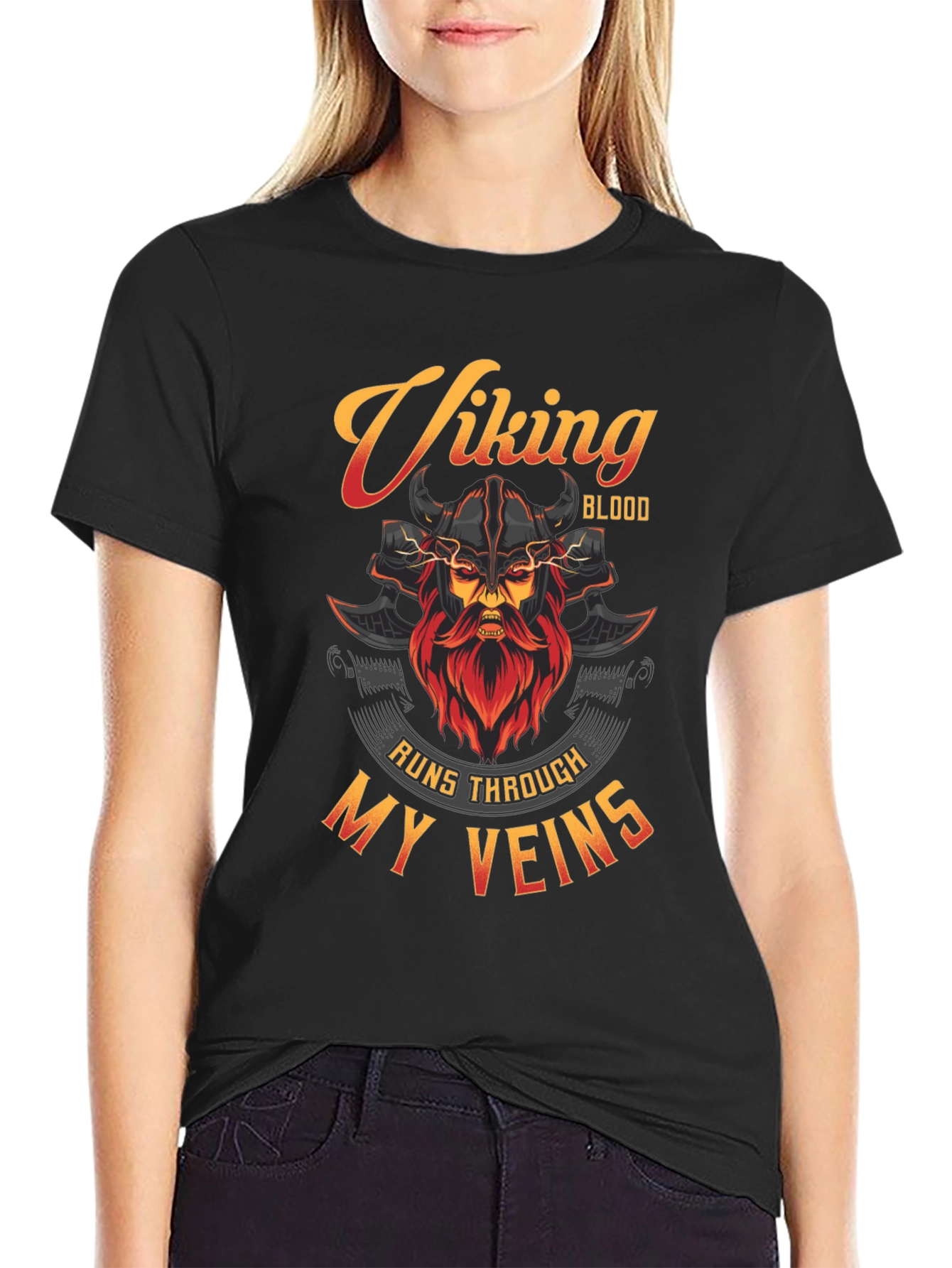 Viking Blood Runs Through My Veins Black T-Shirt