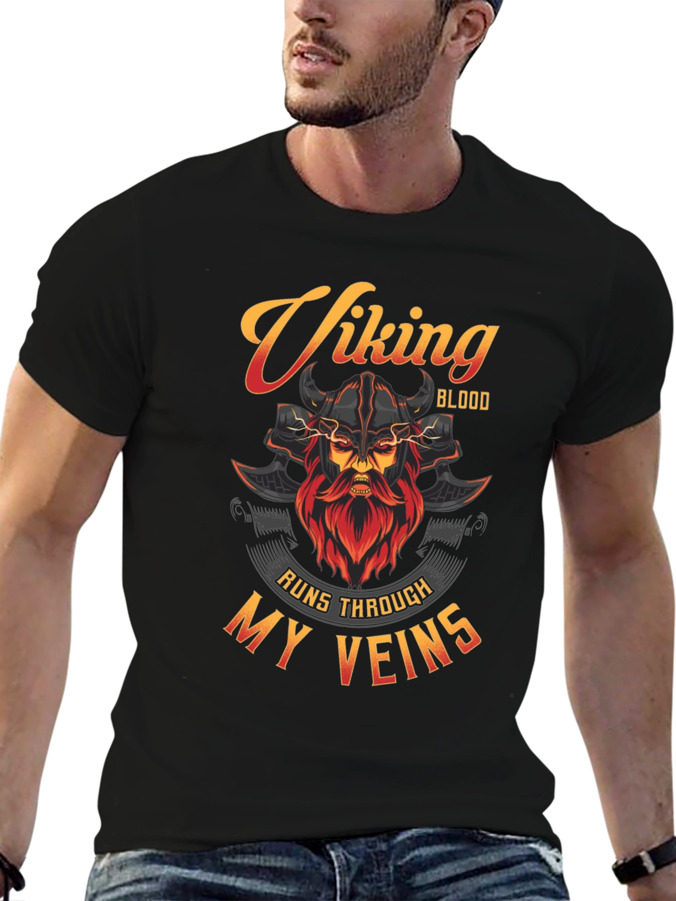 Viking Blood Runs Through My Veins Black T-Shirt