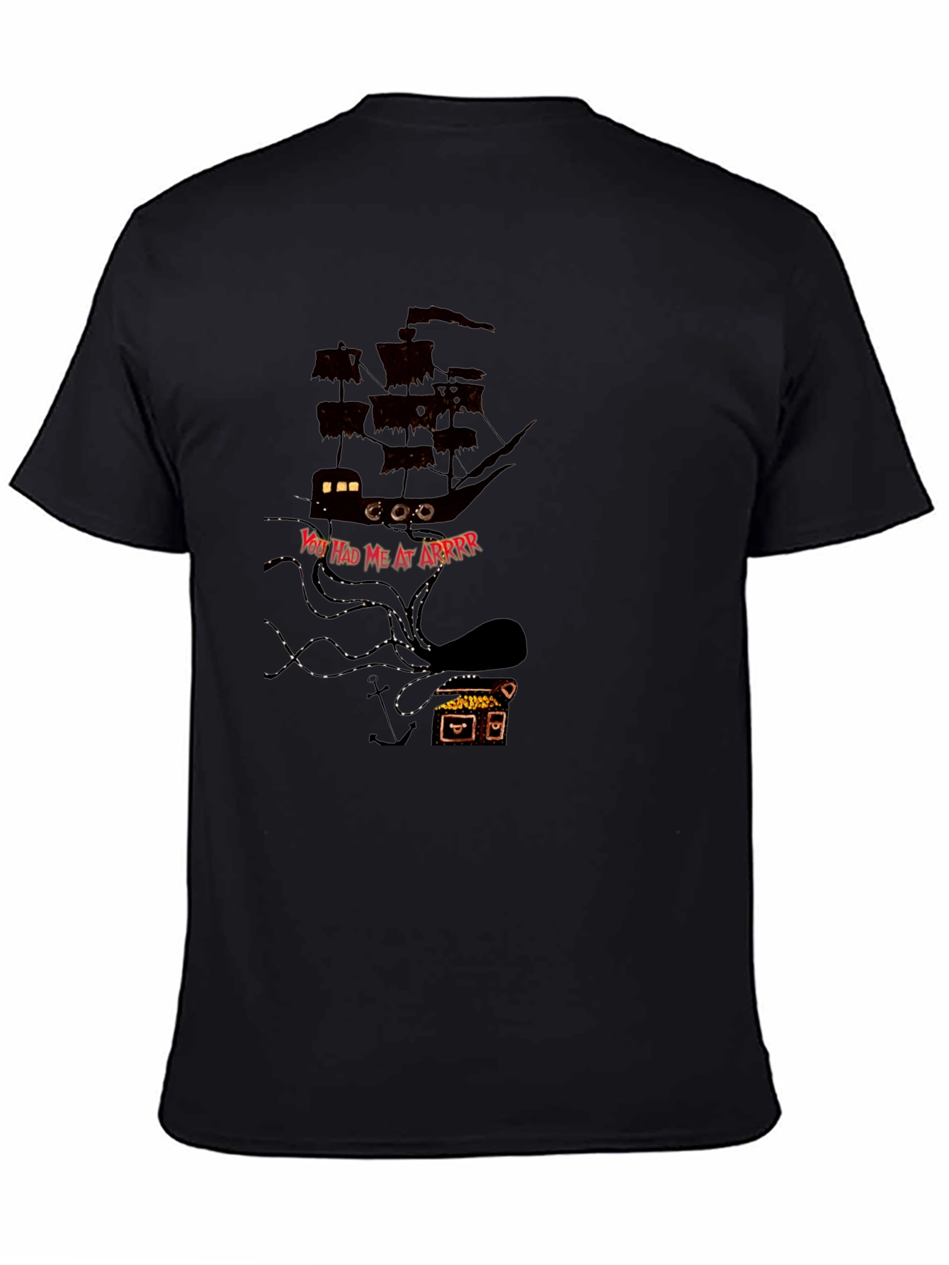 Pirate Ship Kraken T-Shirt - Black