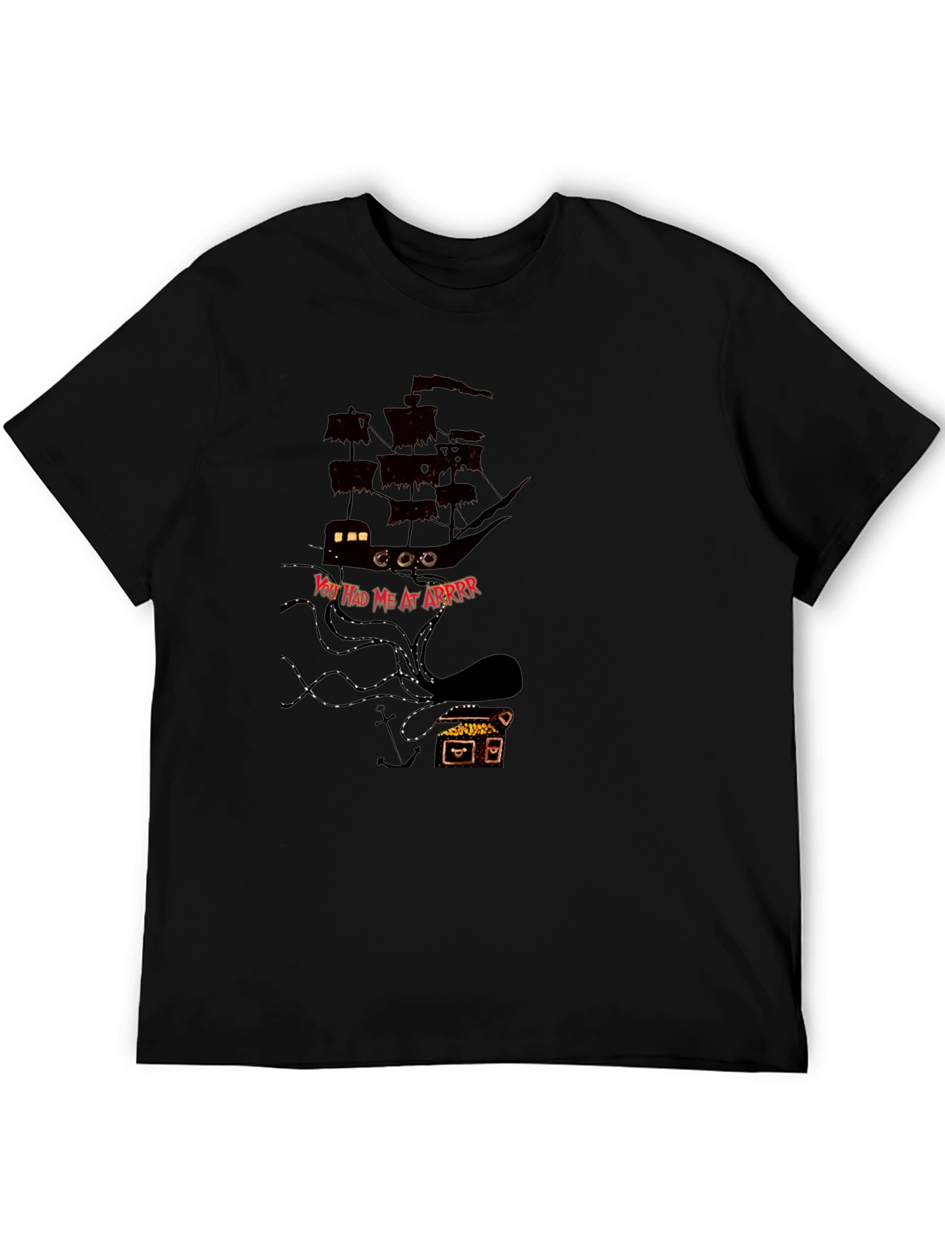 Pirate Ship Kraken T-Shirt - Black