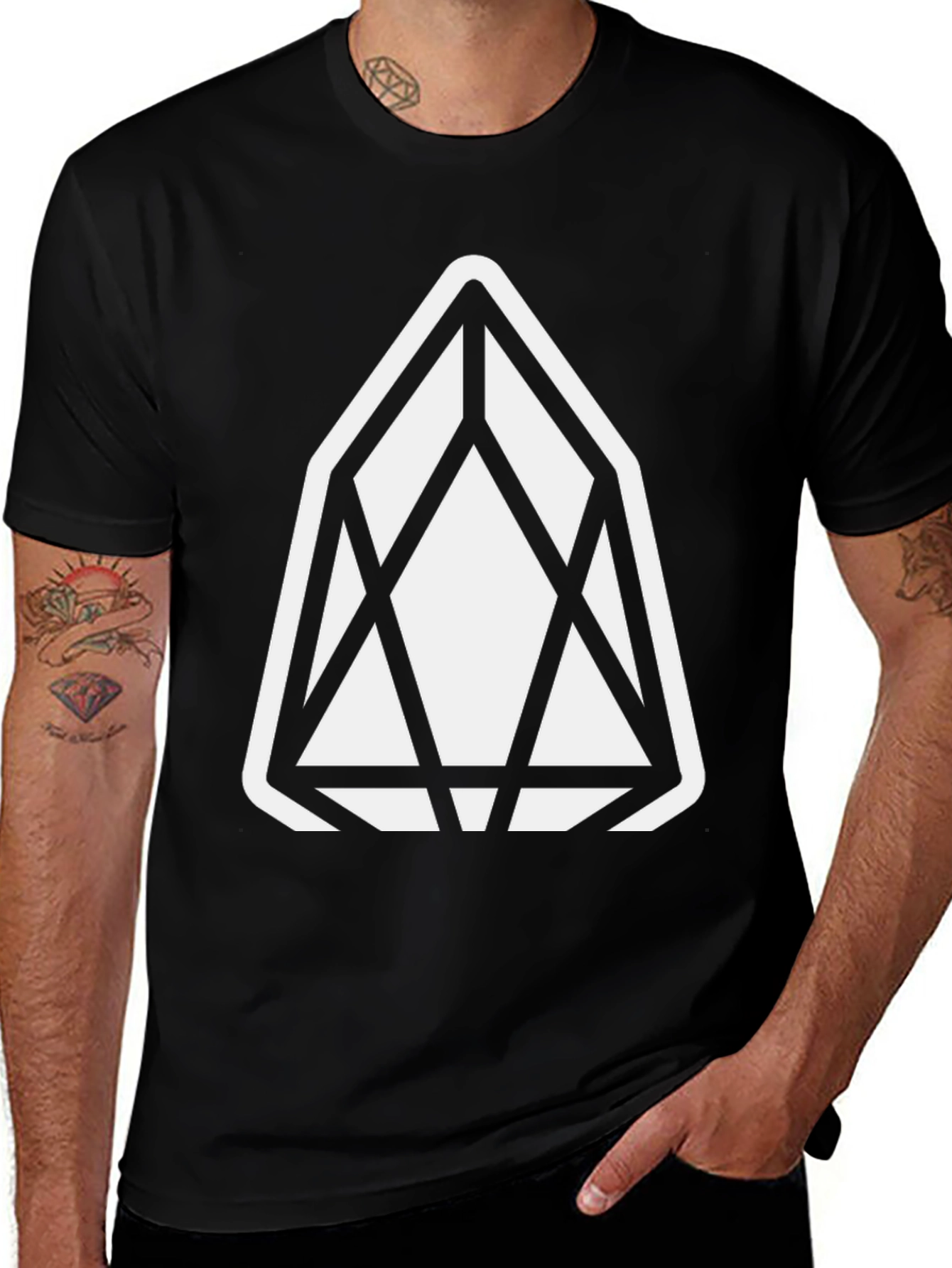 Geometric Graphic Tee - Modern Black T-Shirt
