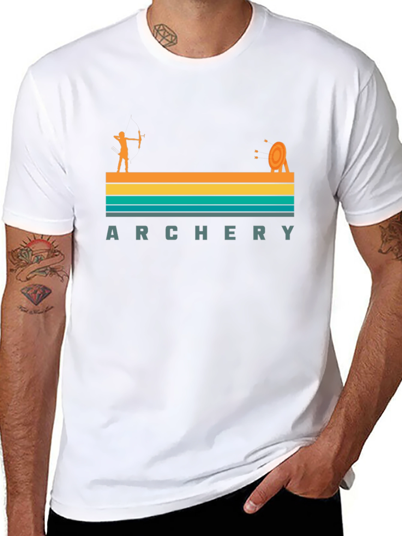 Archery Retro Style Graphic Tee - Black