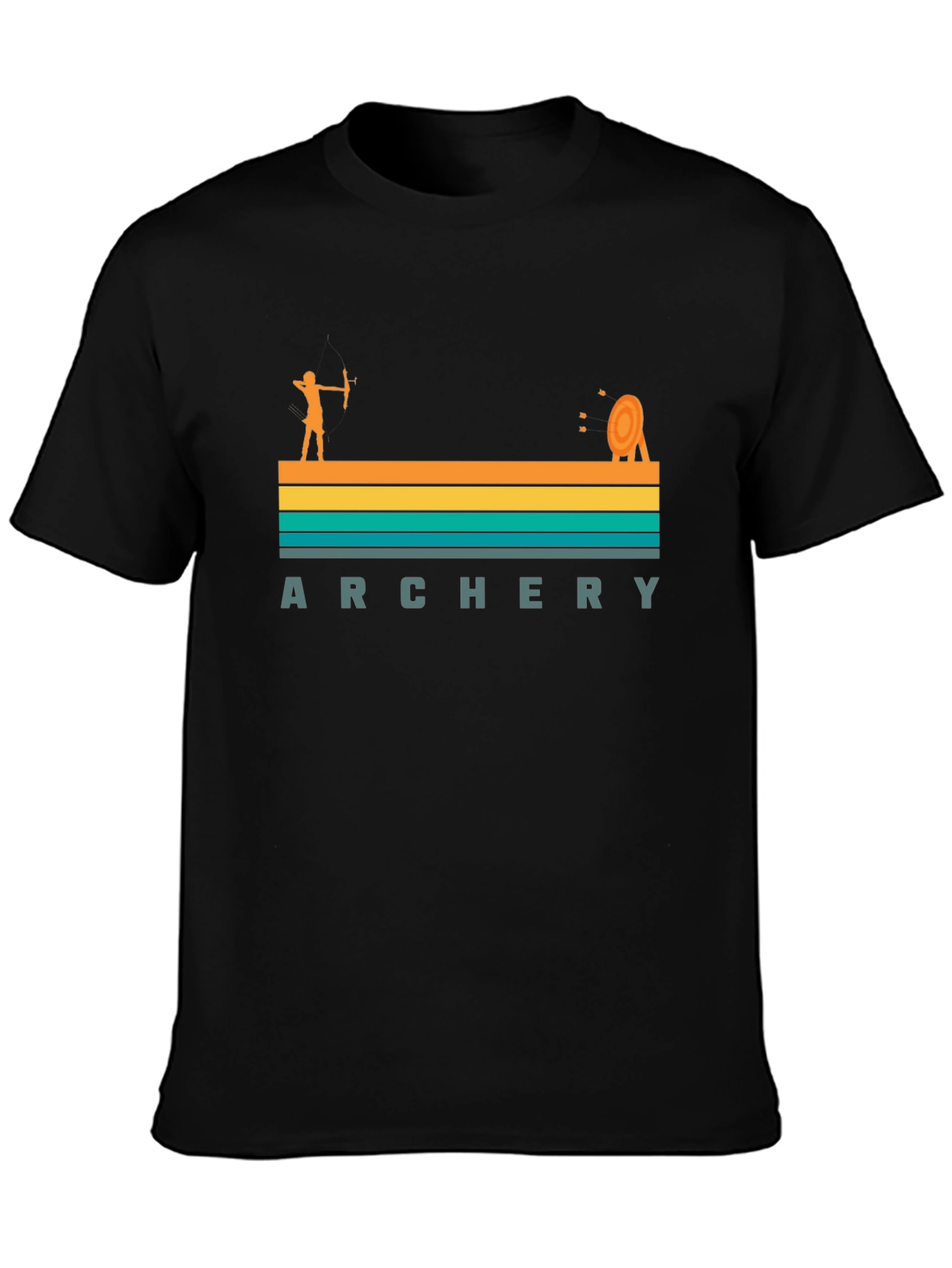 Archery Retro Style Graphic Tee - Black