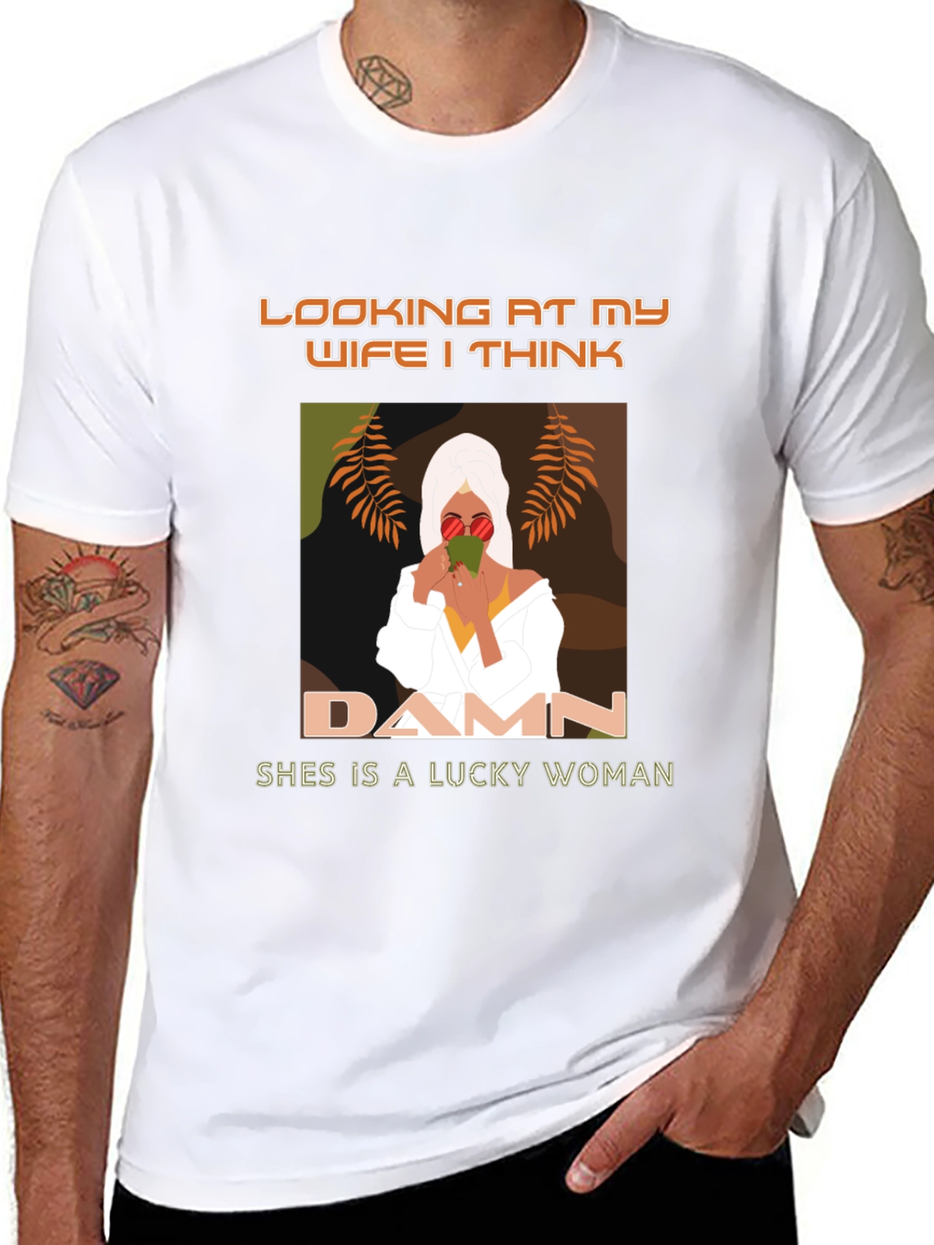 Lucky Wife Graphic Tee - Stylish Mens T-Shirt