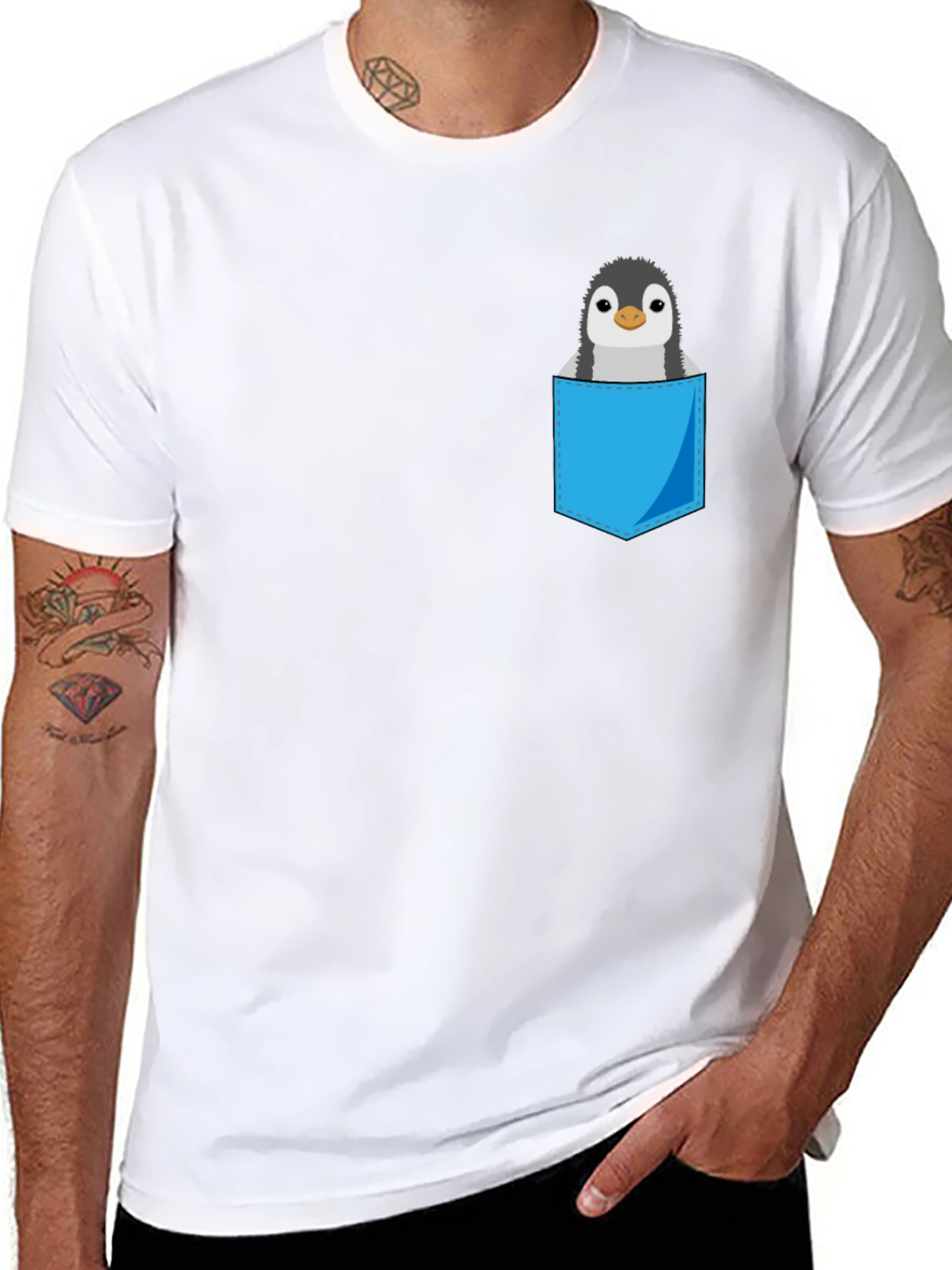 Pocket Penguin Graphic Tee - Soft Cotton Blend
