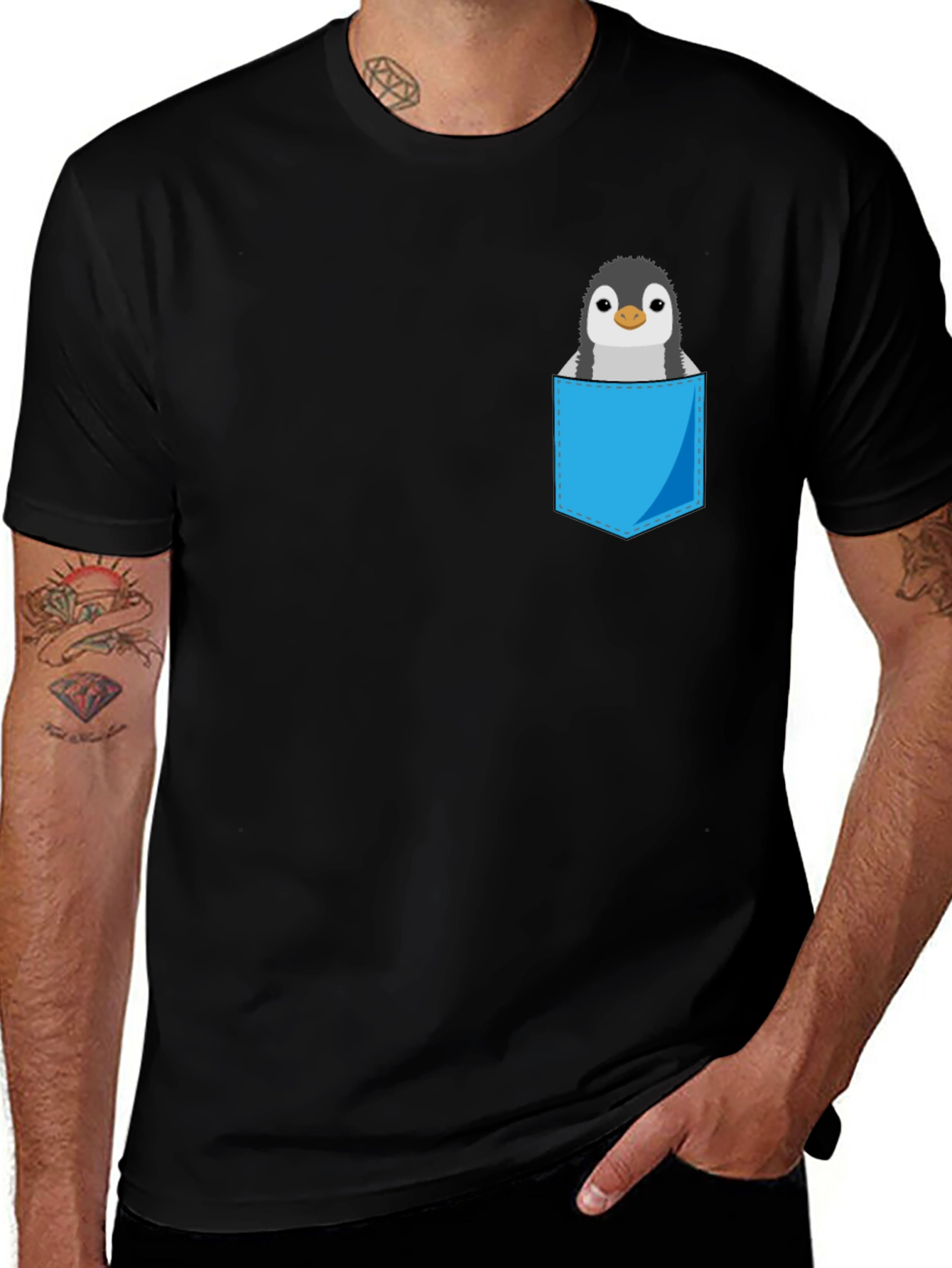 Pocket Penguin Graphic Tee - Soft Cotton Blend