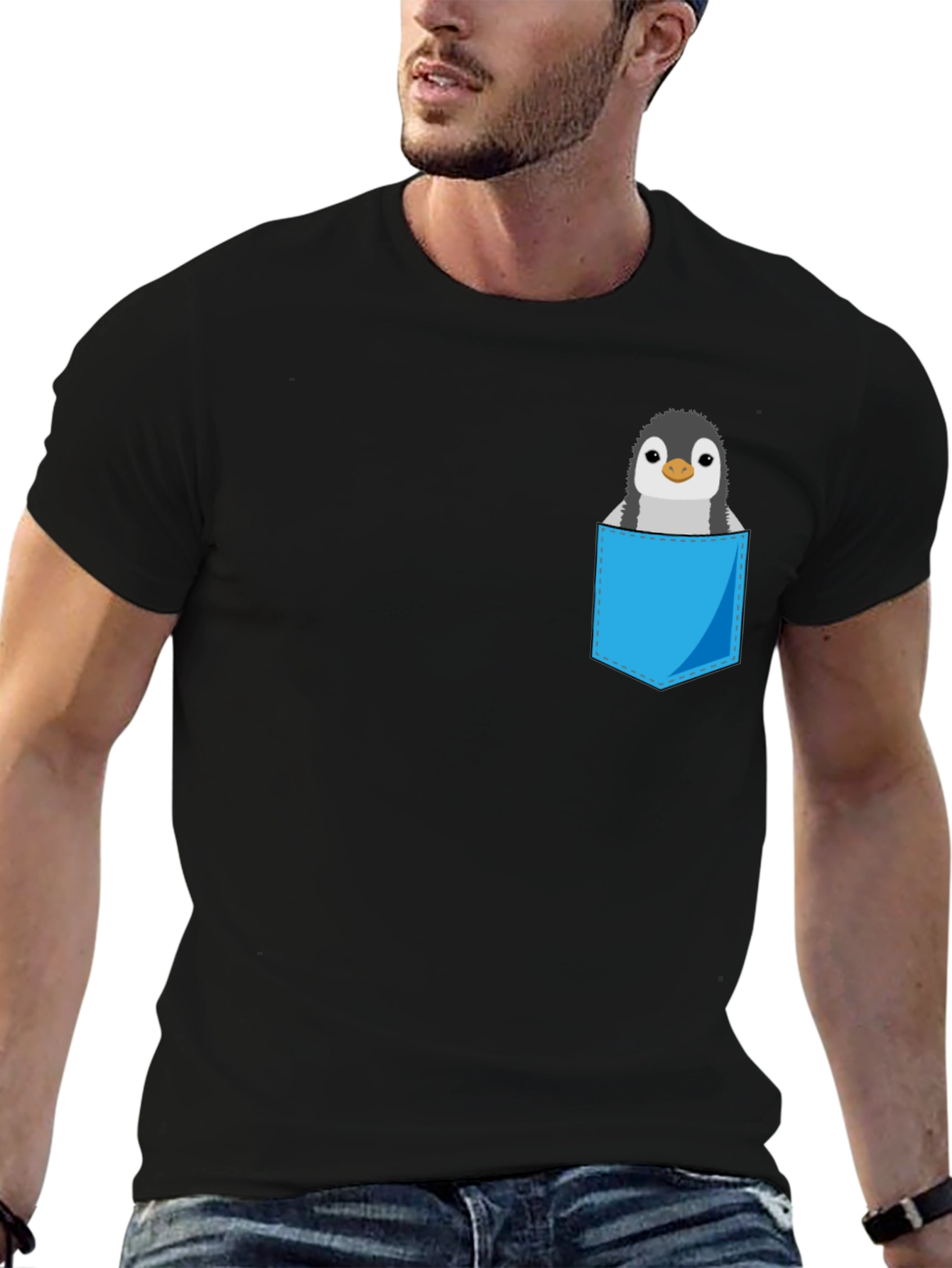 Pocket Penguin Graphic Tee - Soft Cotton Blend