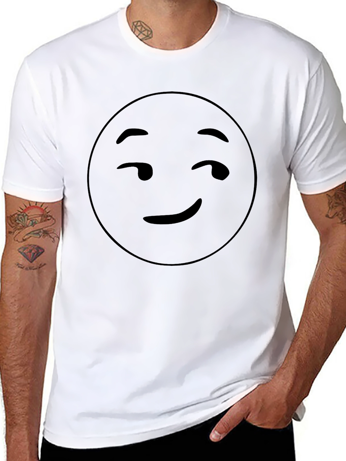 Winking Face Graphic Tee - Black